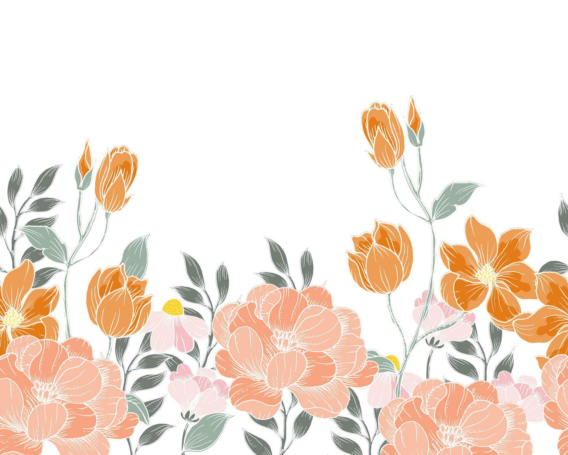 Hand Drawn Rose and Magnolia Flower Seamless Background Stock Free and Free SVG