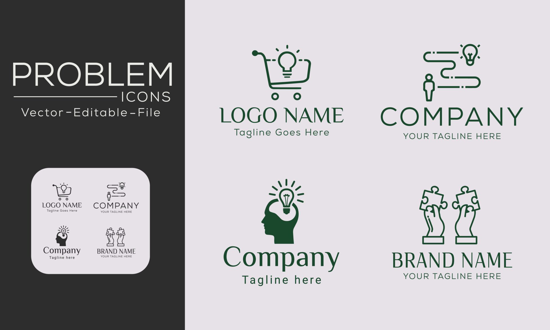 Problem concept icons set. Contains such icons problem solving, depression, analyze, solution and more, can be used for web and apps. Free vector available. Free Vector