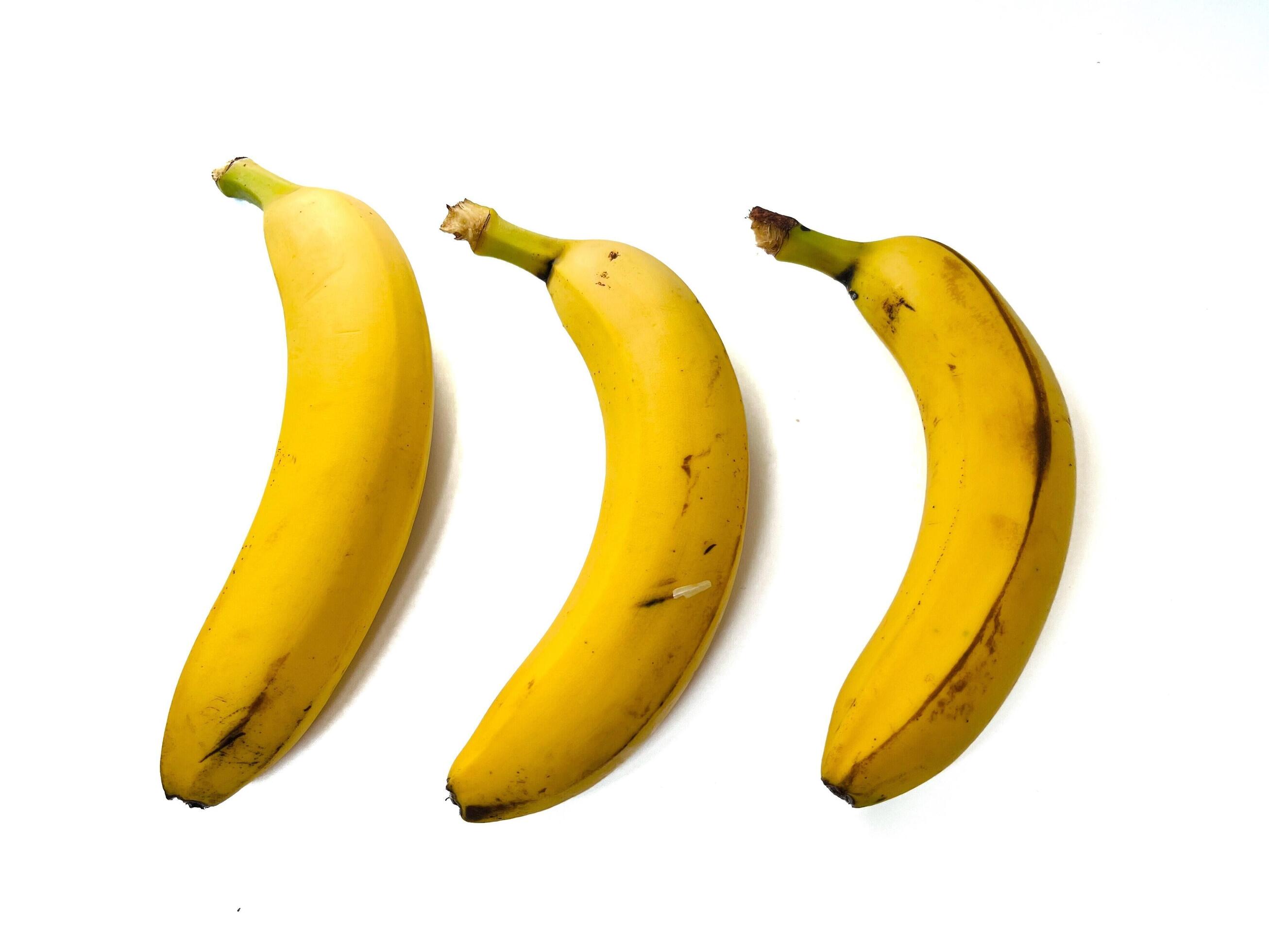 Ripe bananas isolated on white background with clipping path and full depth of field Stock Free