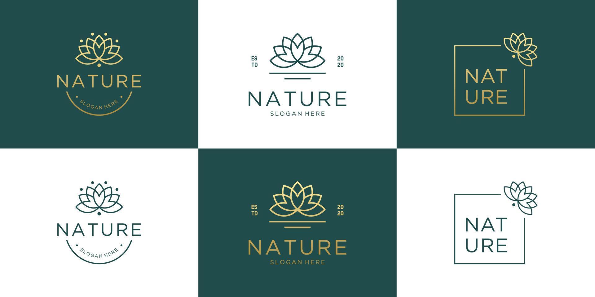 Set collection luxury elegant flower symbol for beauty salon, fashion, skincare, cosmetic, yoga and spa products Stock Free and Free SVG