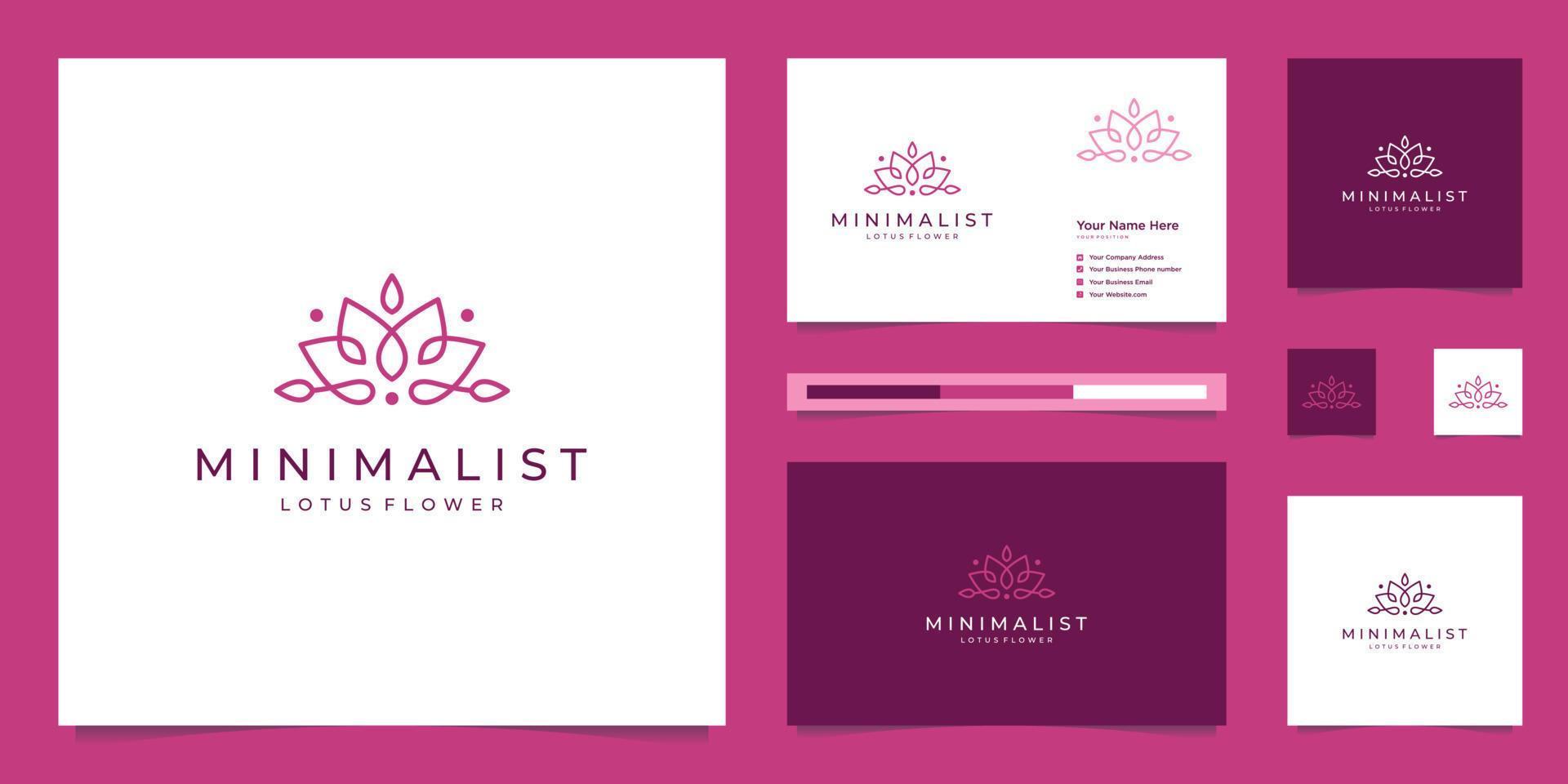 minimalist elegant lotus flower clean lines, vector logo design and business cards. Stock Free and Free SVG