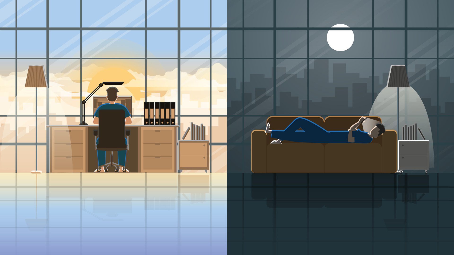 Routine lifestyle and home quarantine concept of people. Free Vector