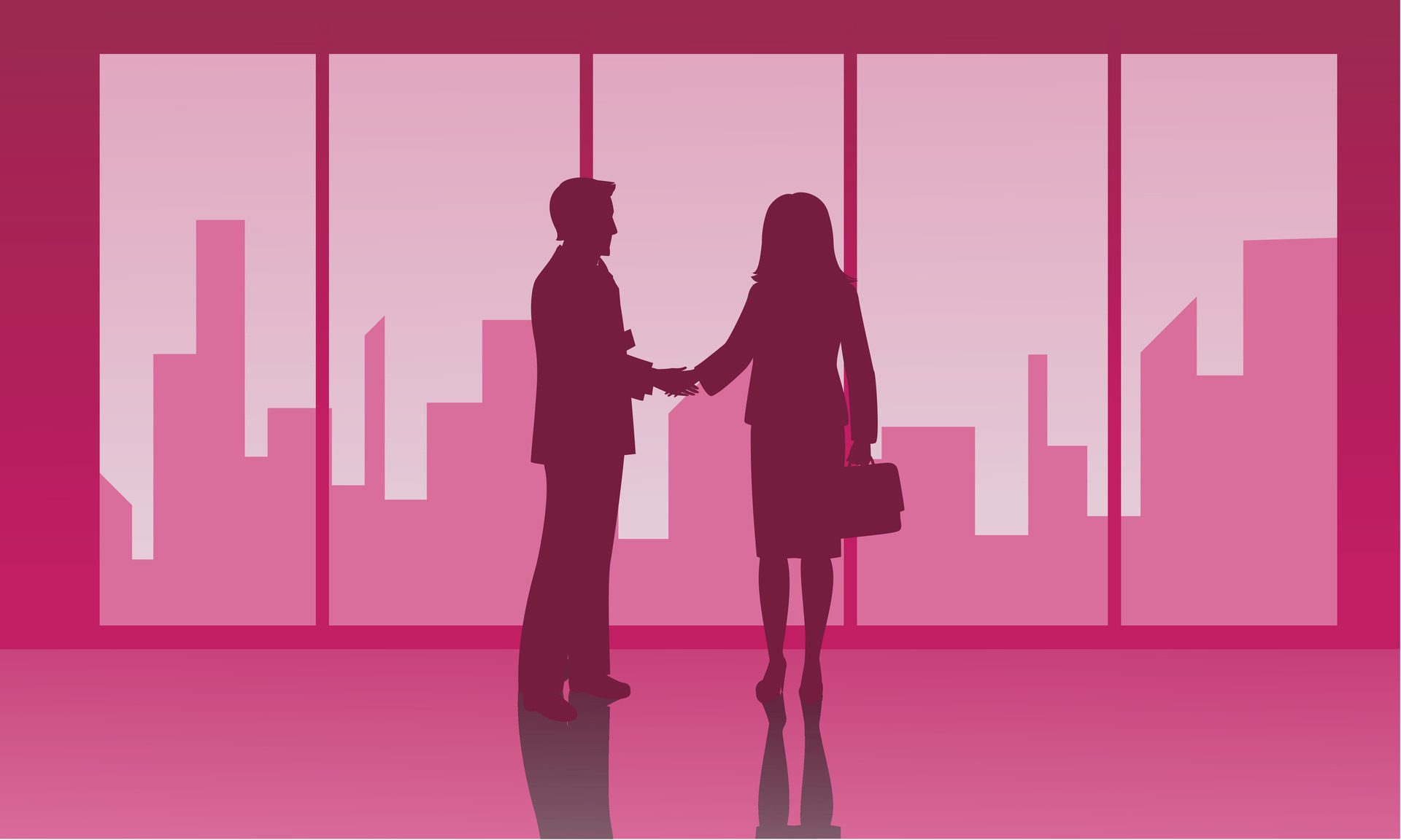 Business silhouettes of people one of which is a man and a woman Free Vector