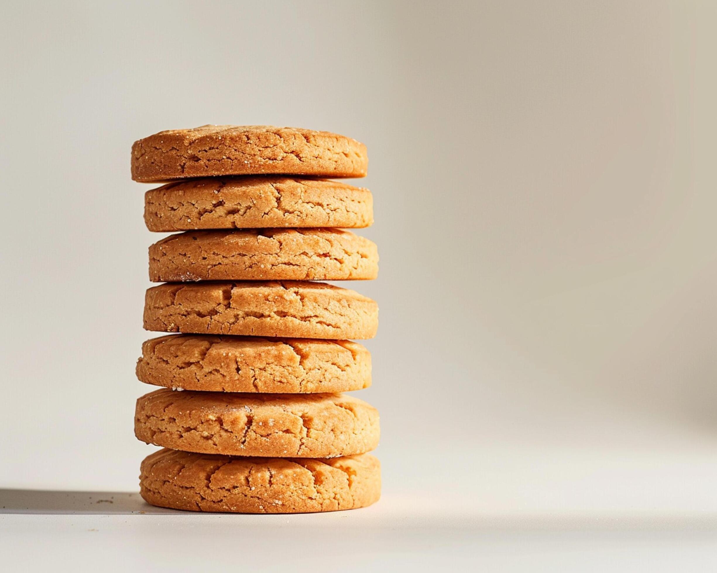 A stack of cookies on a white surface Stock Free