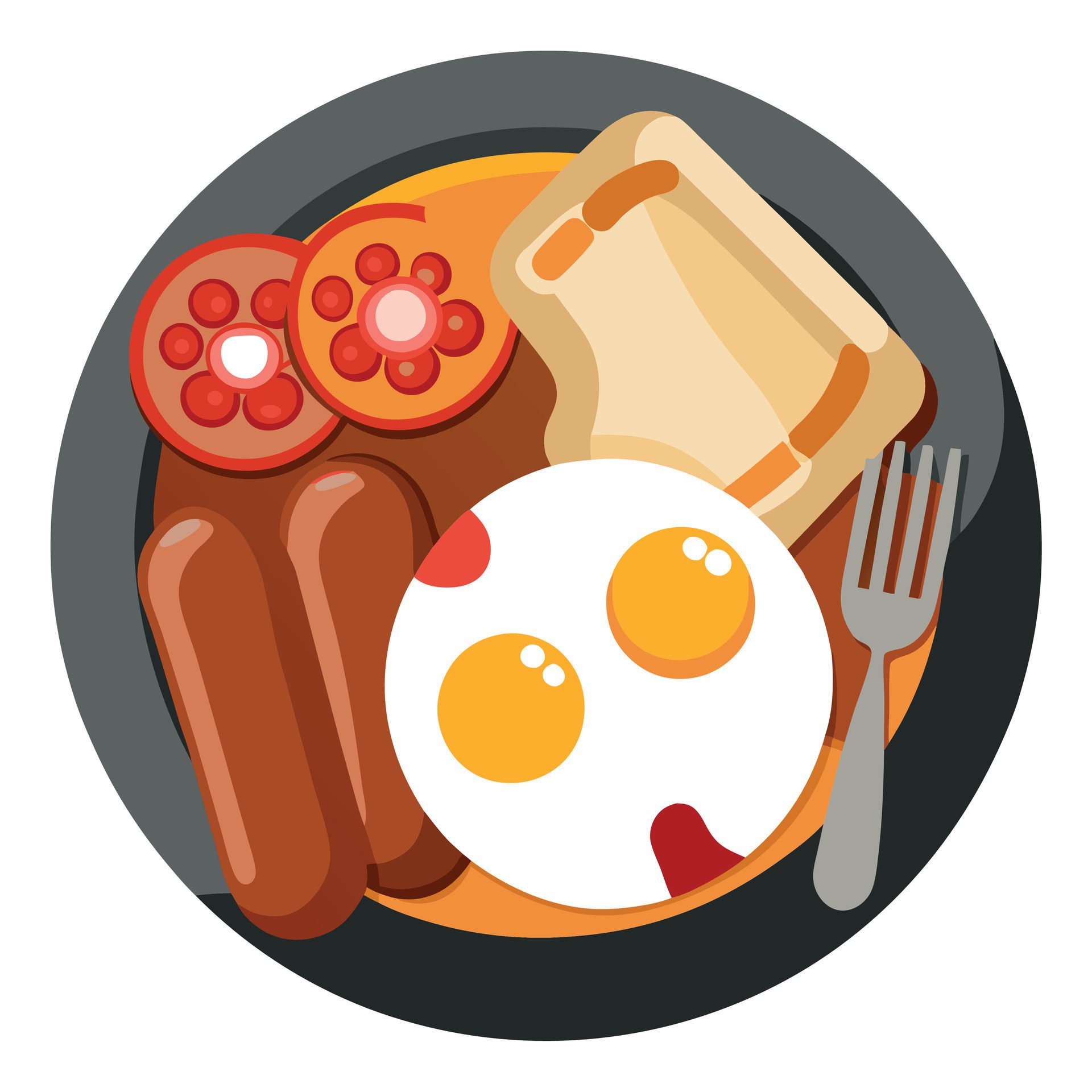 Classic English breakfast with eggs. bacon. sausages. baked beans and toast. Image generated by AI Free Vector