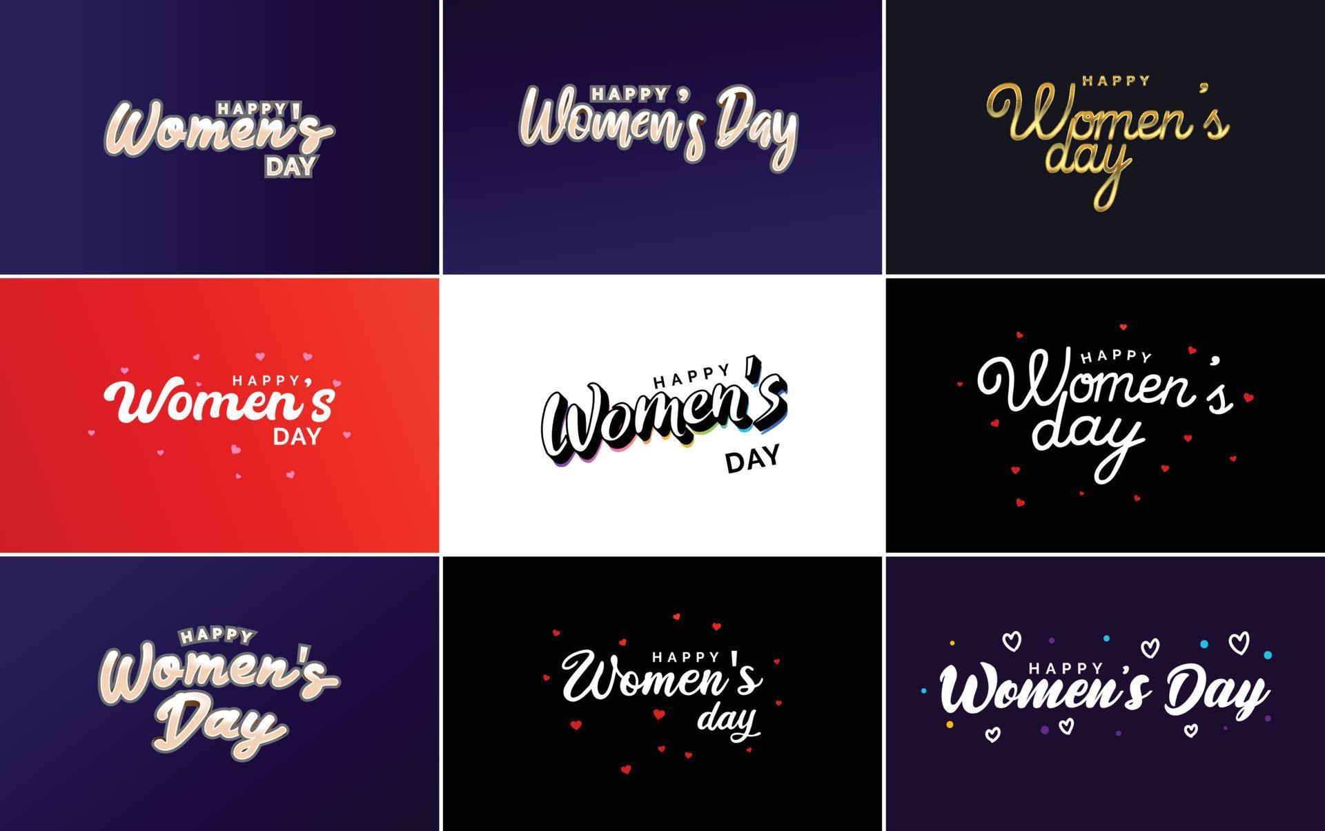 Happy Women’s Day design with a realistic illustration of a bouquet of flowers and a banner reading March 8. featuring a gradient color scheme Stock Free and Free SVG