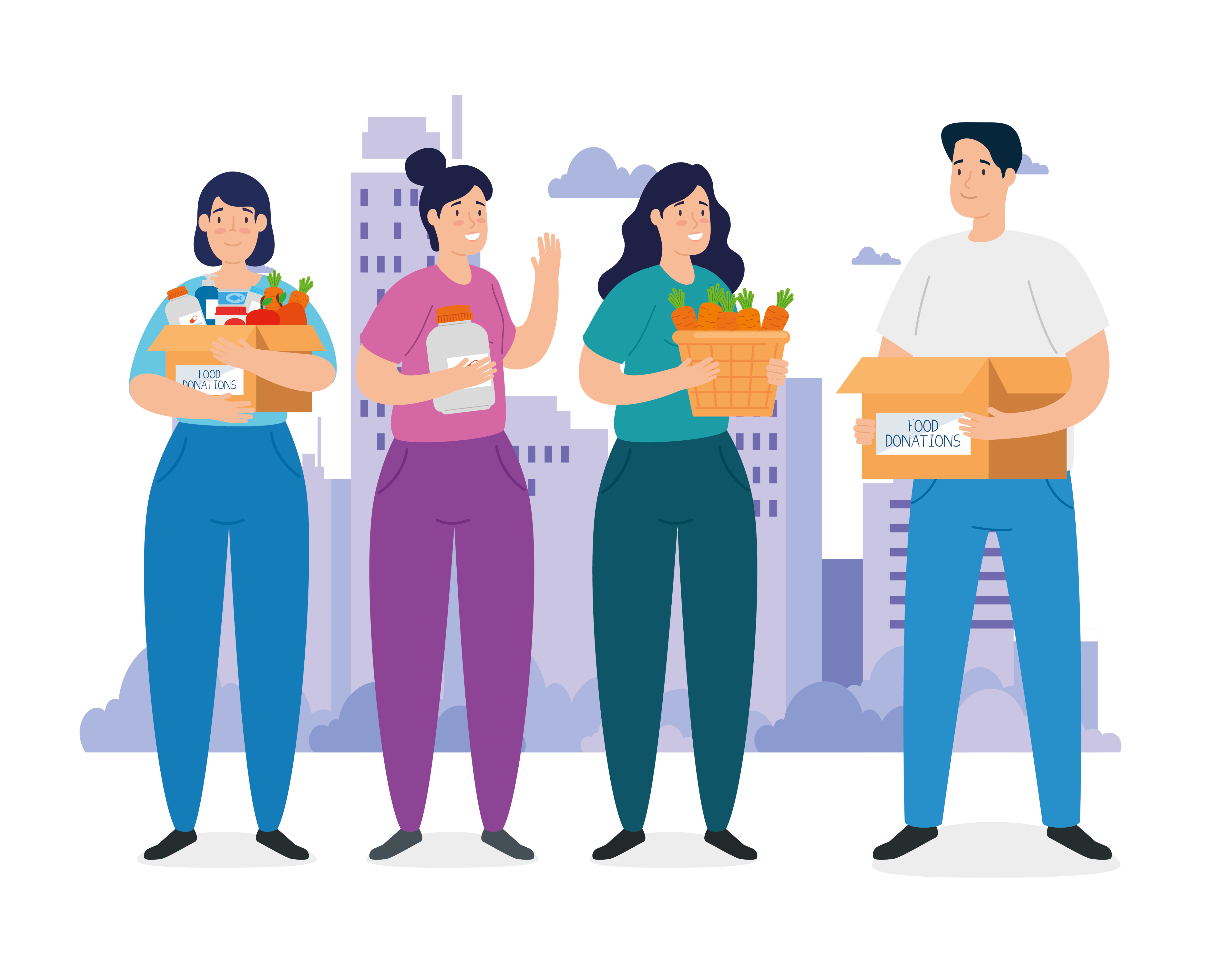 people with box for charity and donation Free Vector