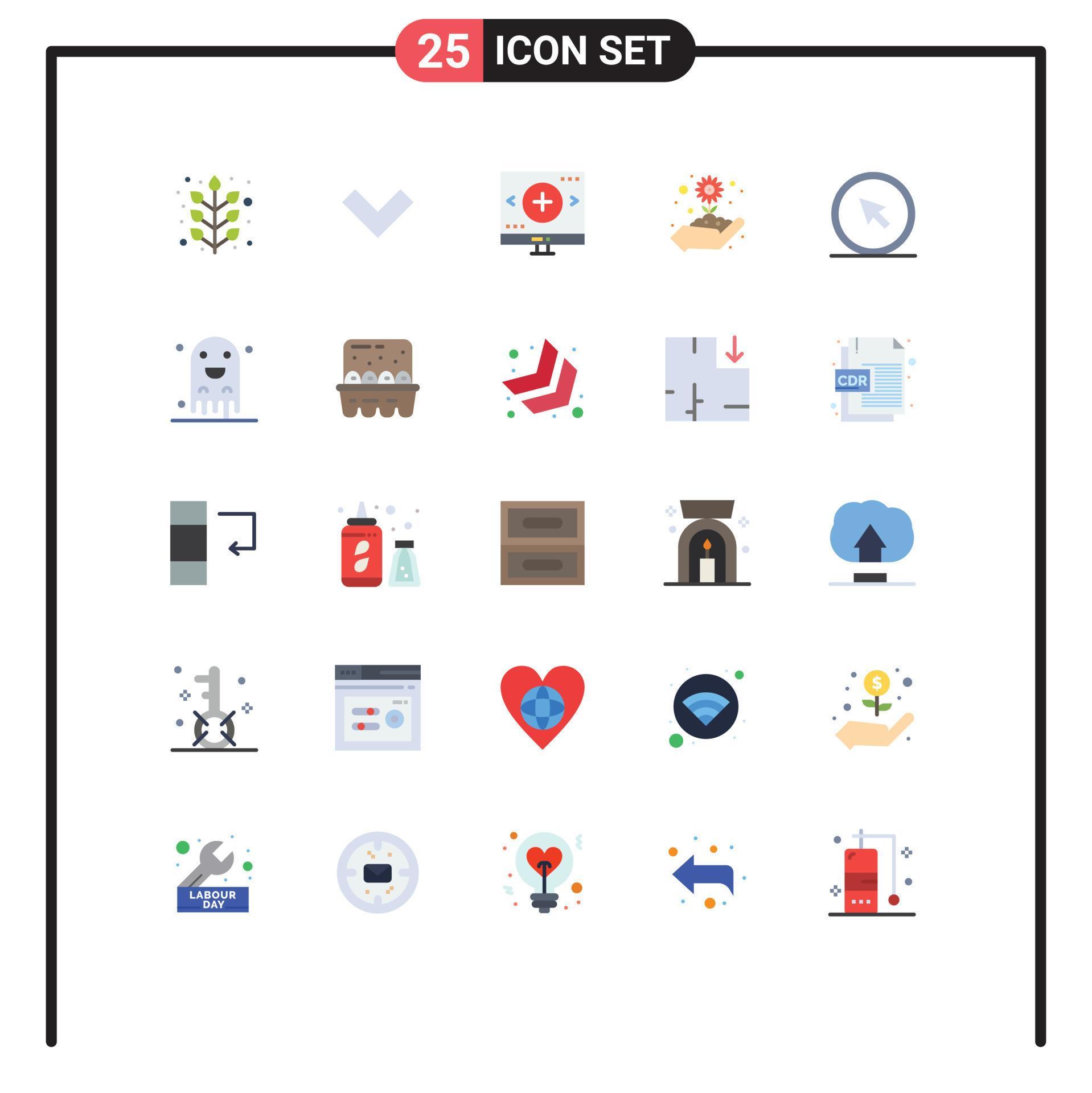 Set of 25 Modern UI Icons Symbols Signs for cursor flower find plant gardening Editable Vector Design Elements Stock Free