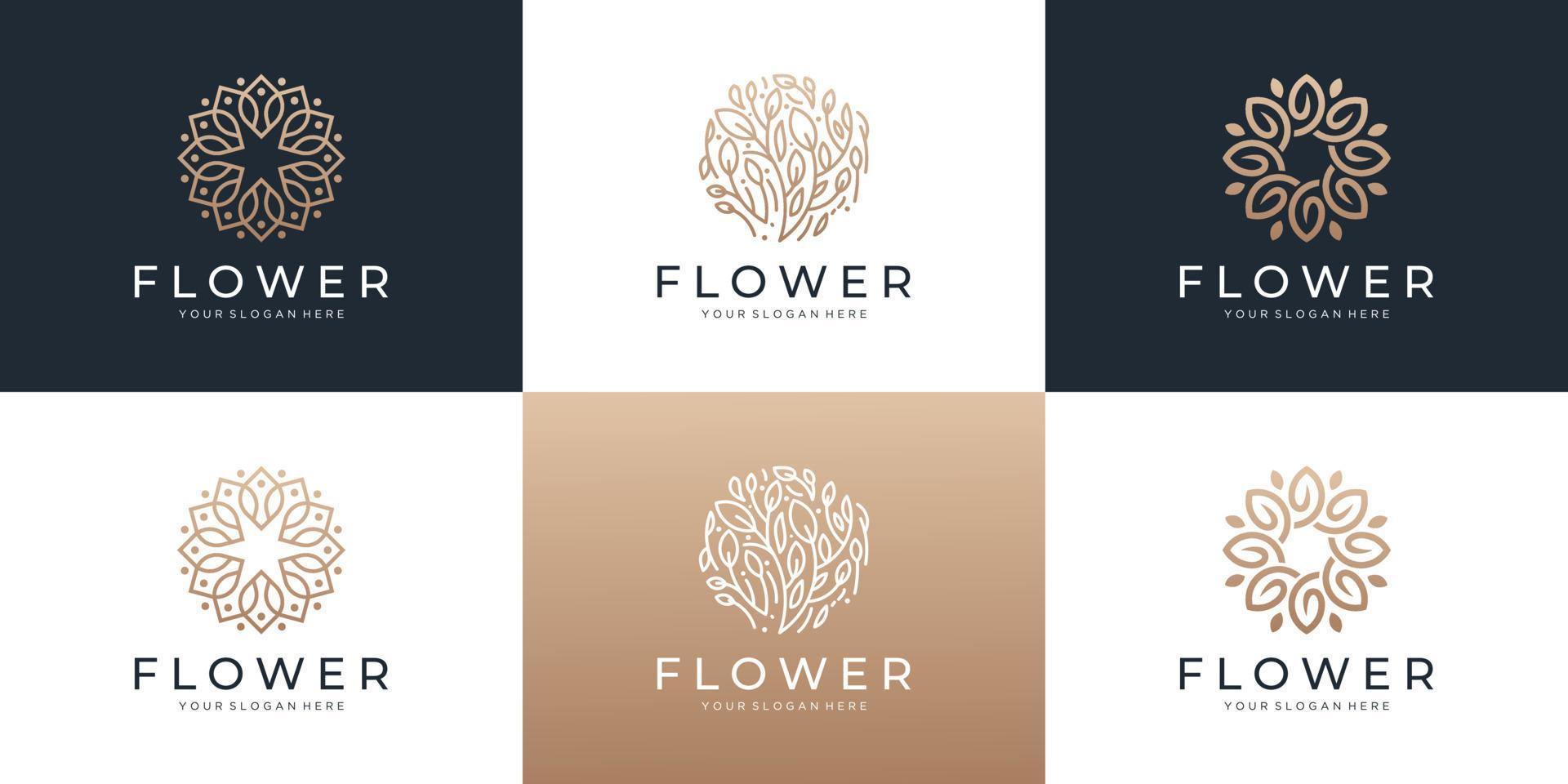 Set of abstract flower with leaf logo design inspiration. Stock Free and Free SVG