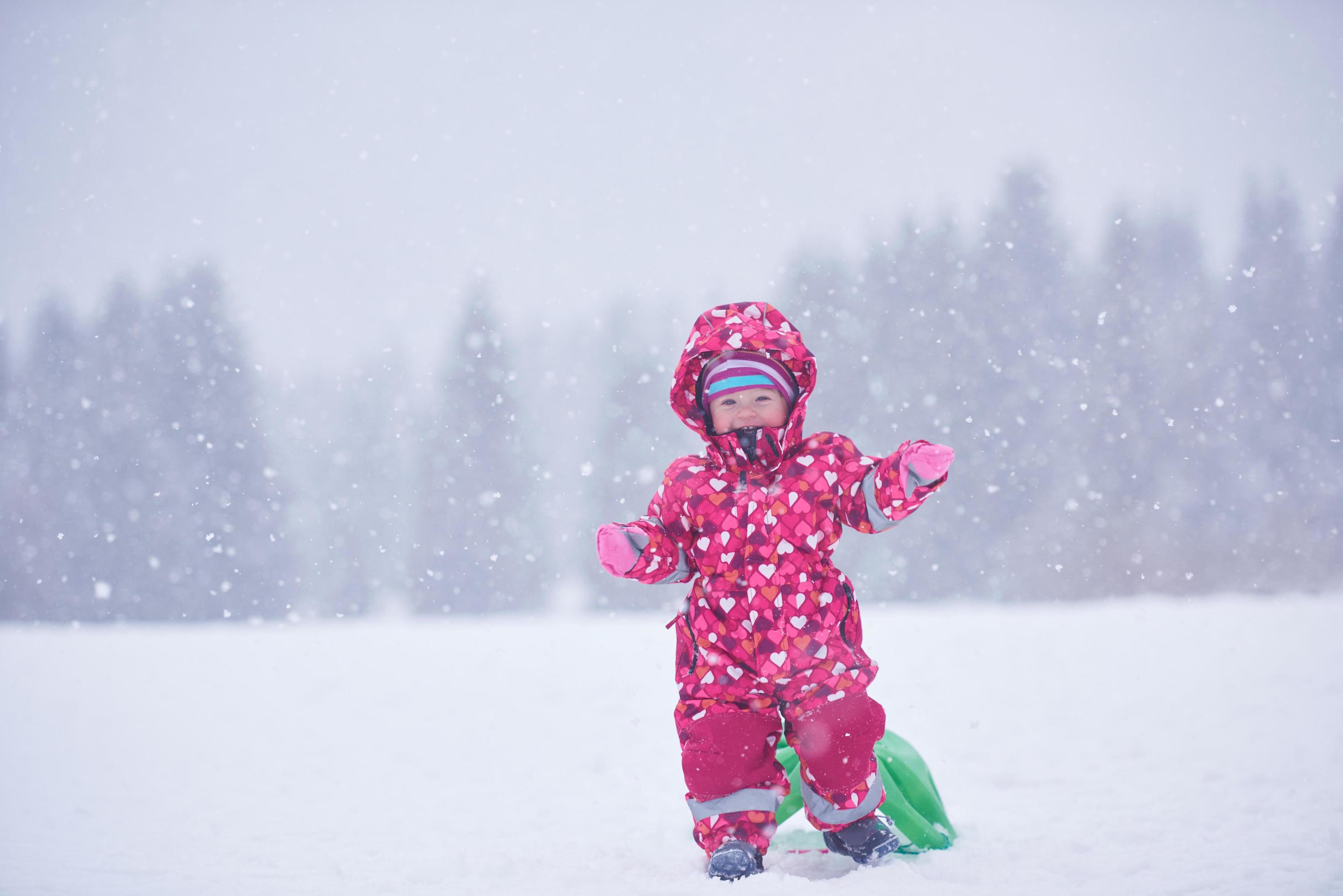 Family in winter landscape Stock Free