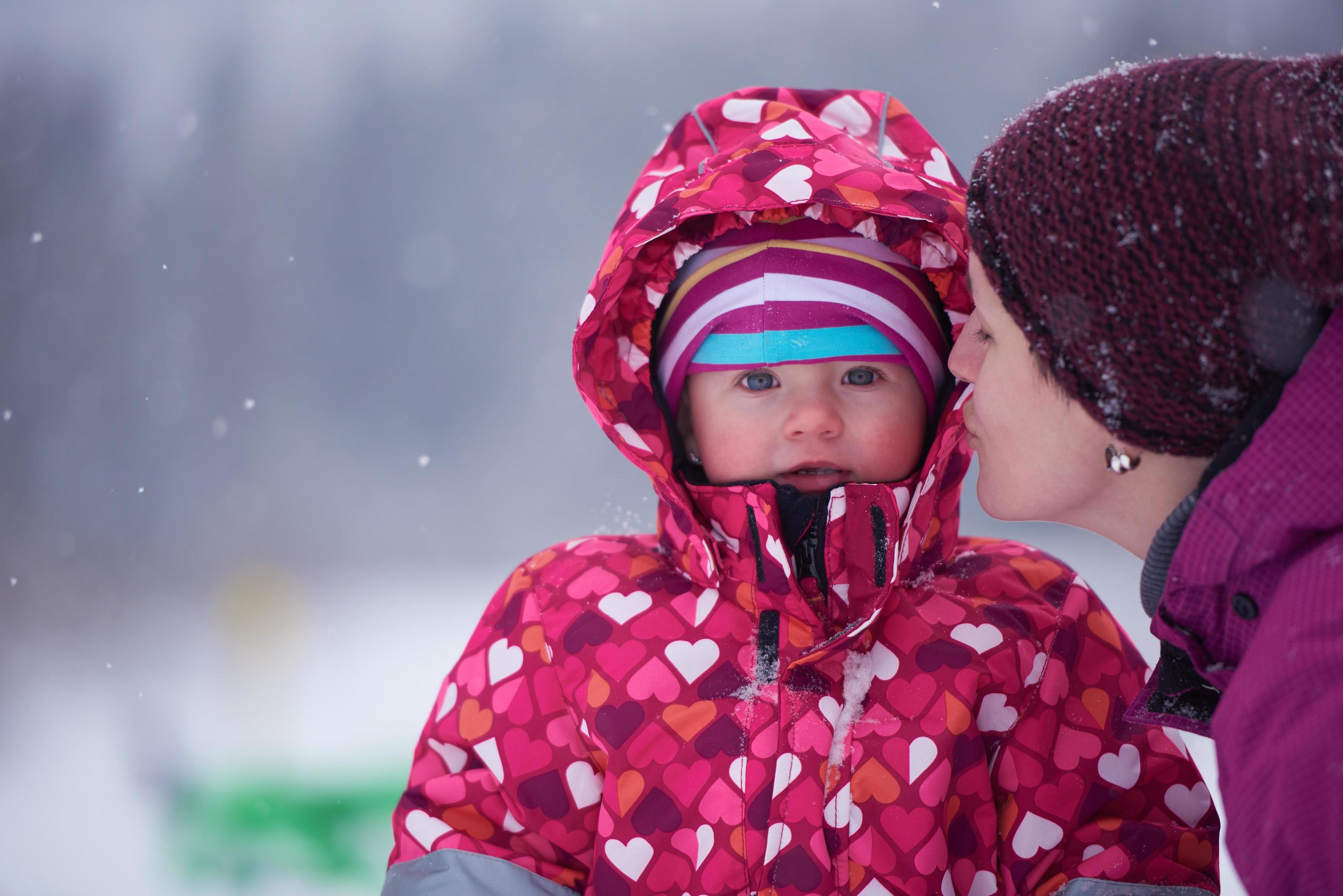 Family in winter landscape Stock Free