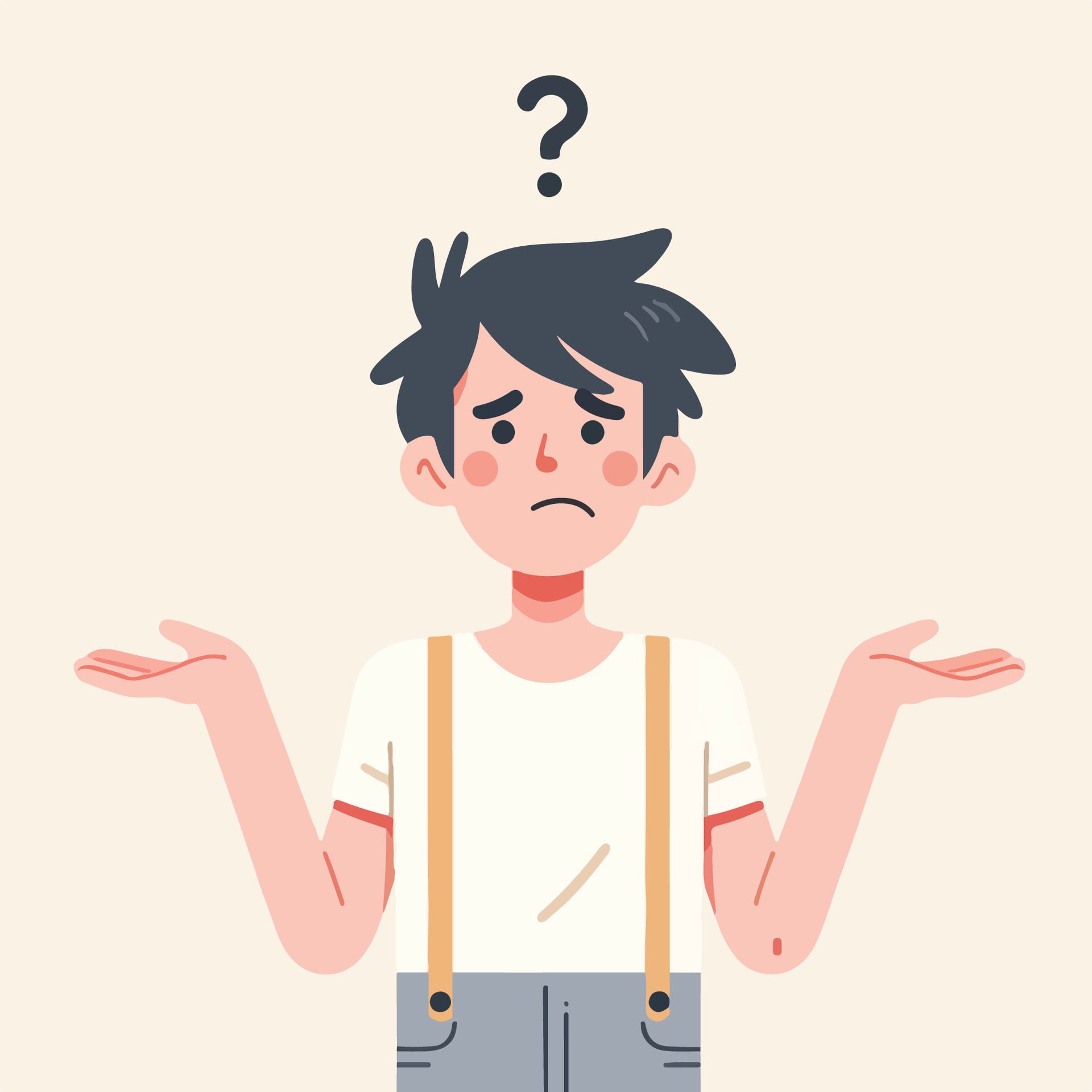 People have curious expressions and question marks are floating around their heads. flat design style vector illustration Free Vector