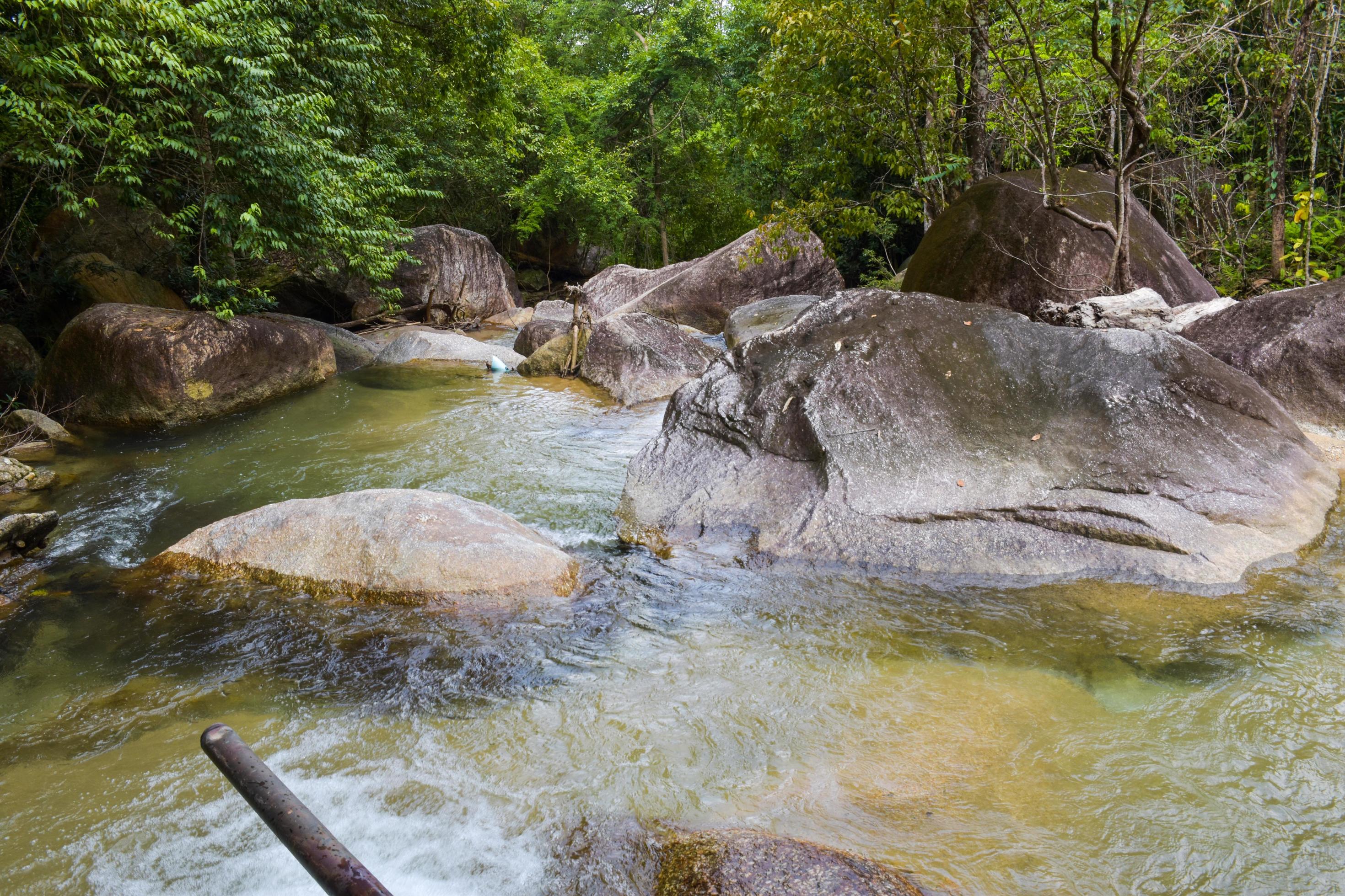 waterfal beauty nature and rock stone in south Thailand Stock Free