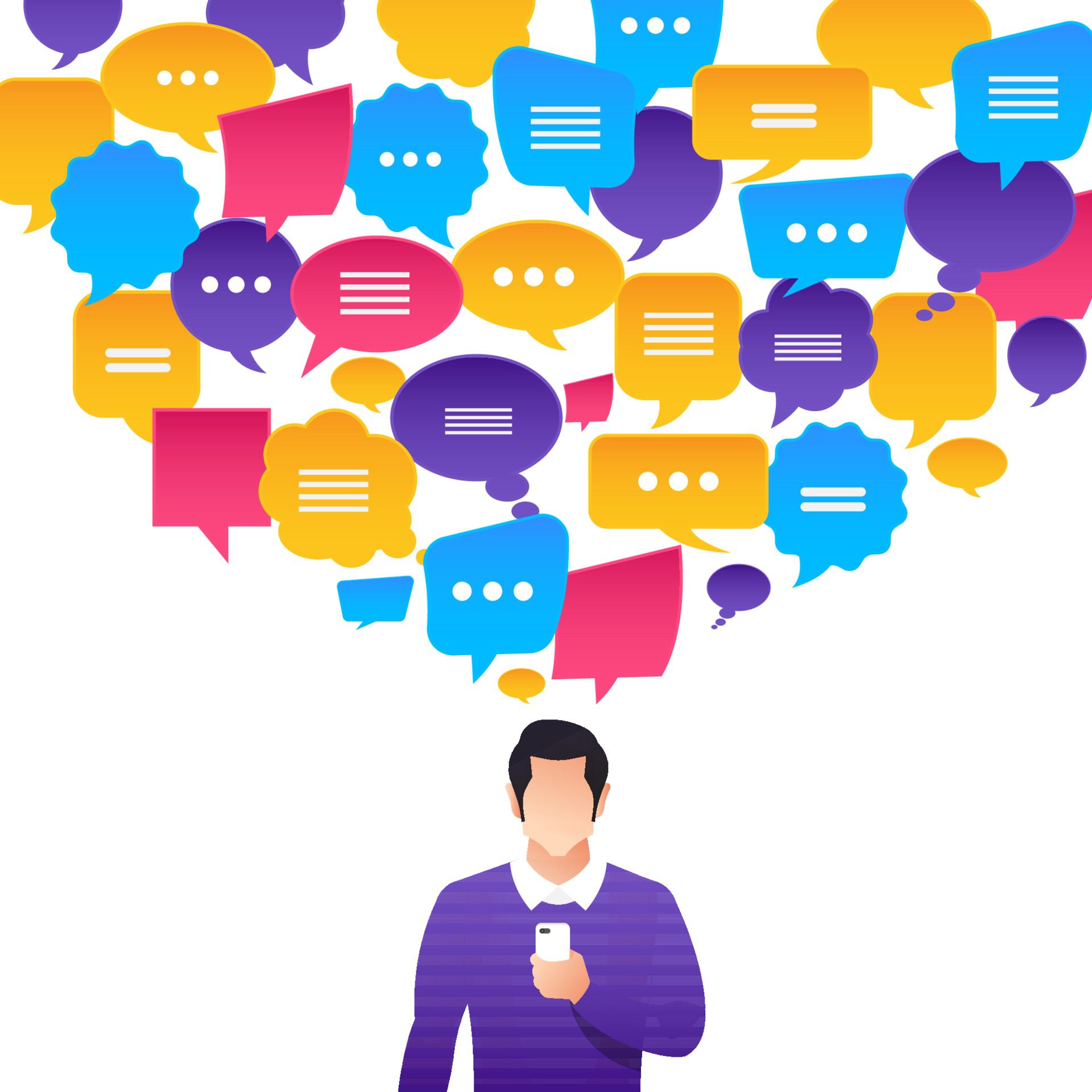 Flat design concept peoples talk with balloon message bubble. Vector illustrate. Free Vector