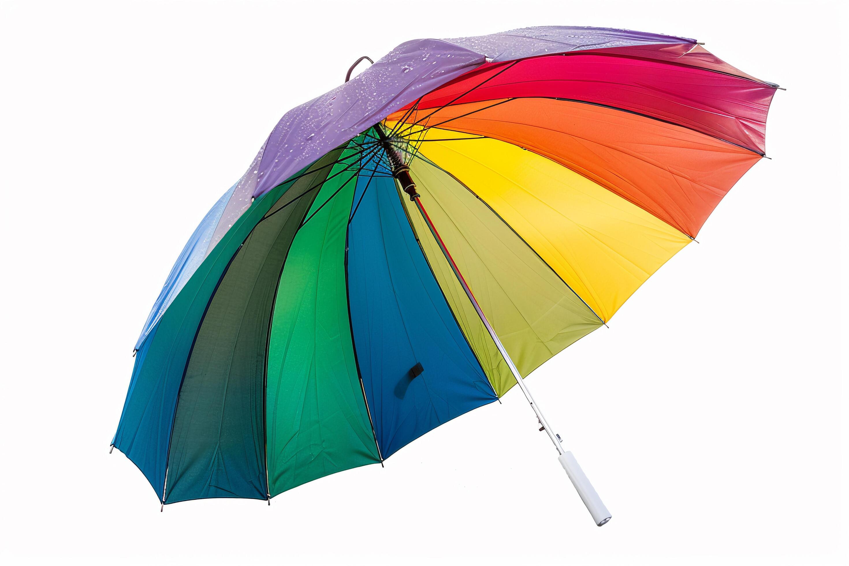 Colorful Rainbow Umbrella on White Background. Stock Free