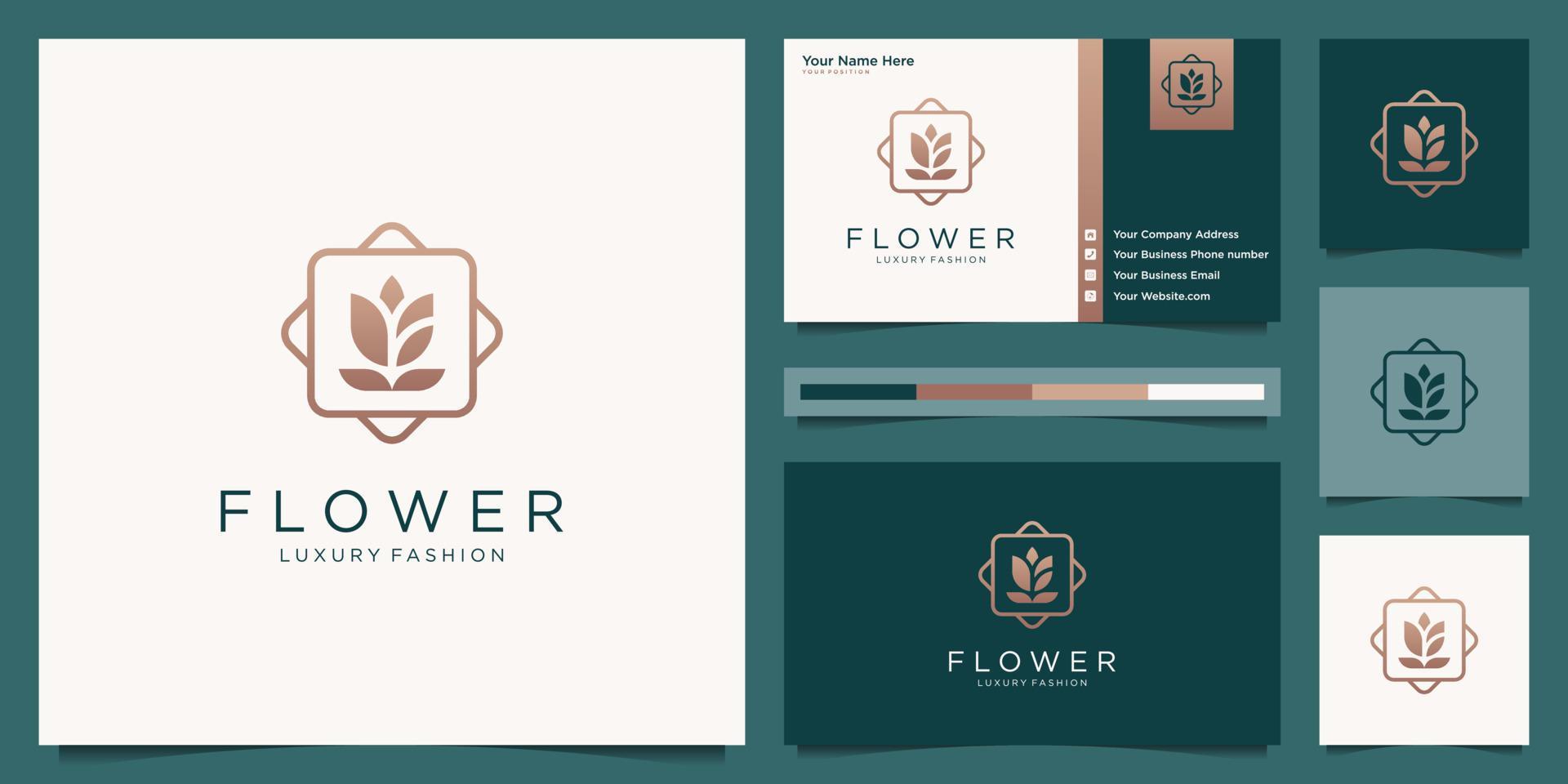 Elegant flower rose beauty golden logo design and business card Stock Free and Free SVG