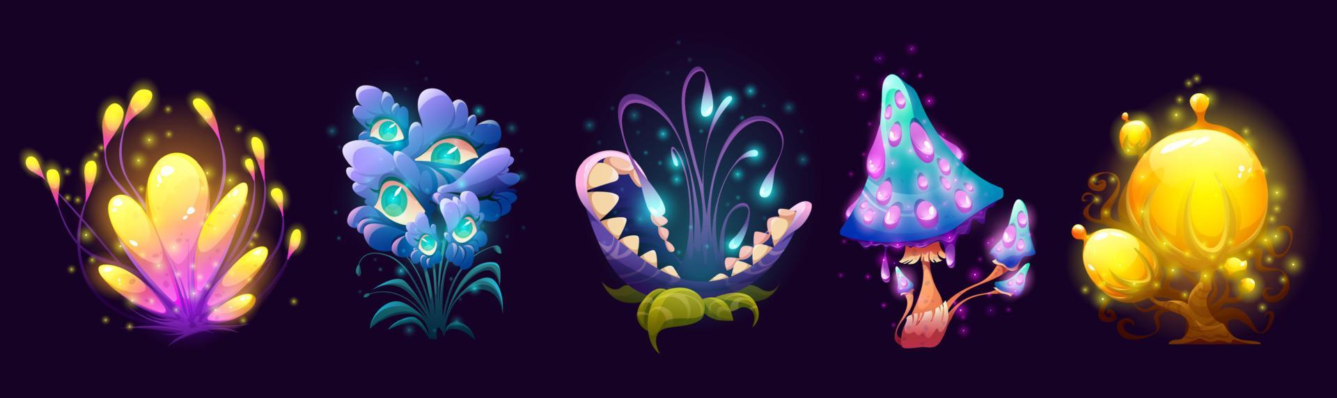 Fantasy mushrooms, flowers and trees, alien flora Stock Free