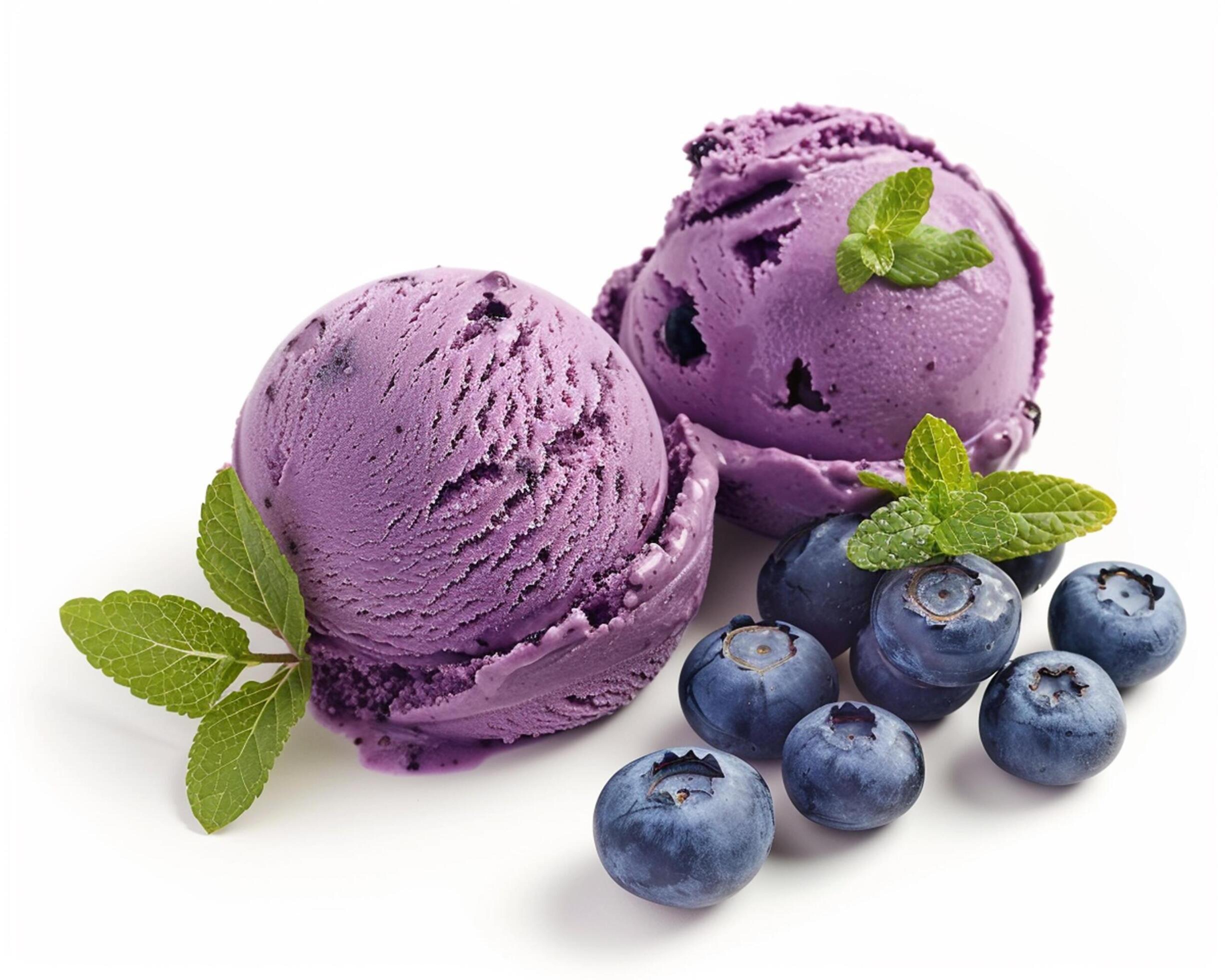 blueberry ice cream with mint leaves Stock Free