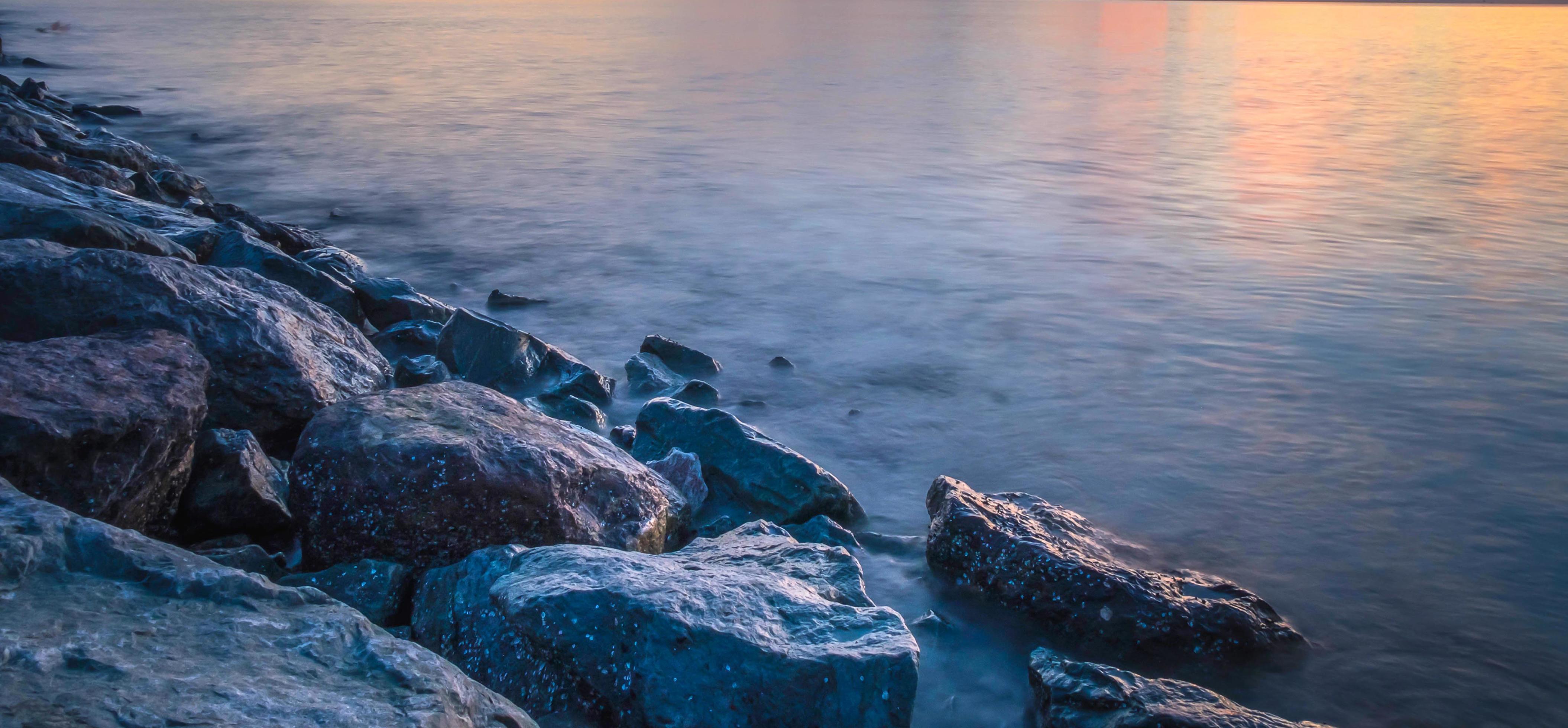 Evening sea image and sunset Stock Free