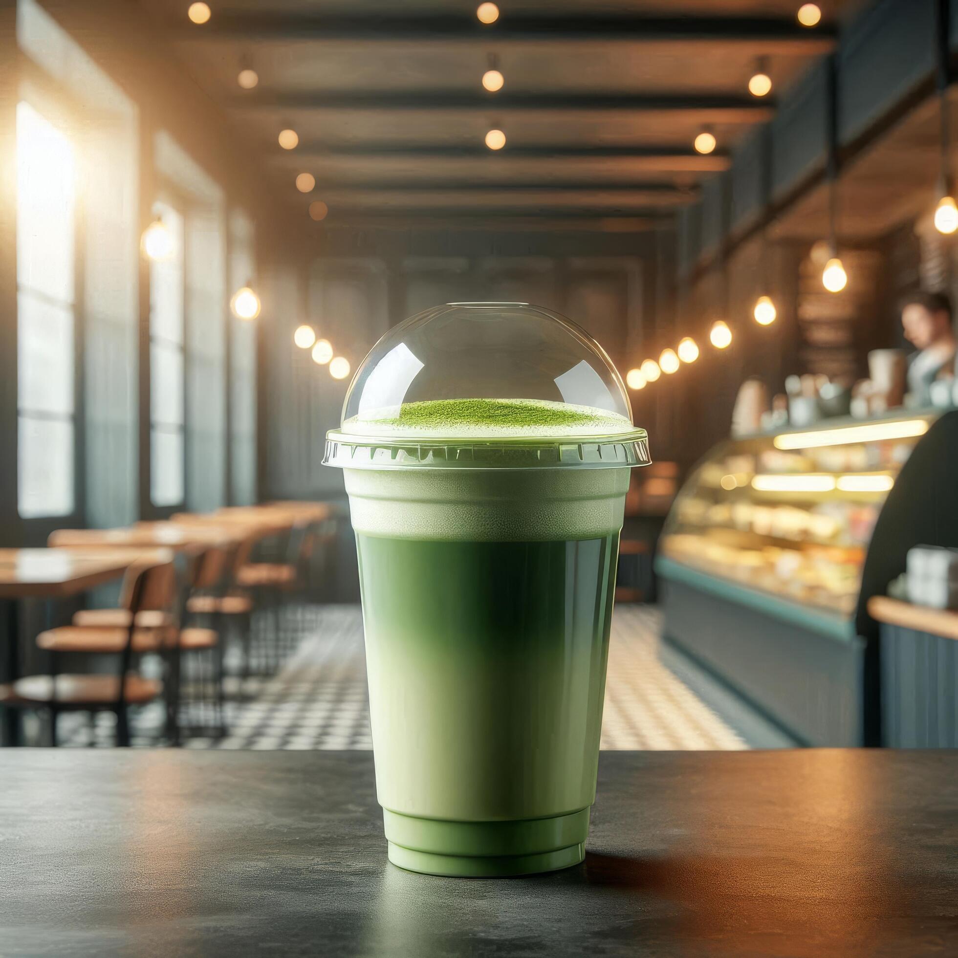 Vibrant Takeaway Cup in Various Colors with a Blurred Coffee Shop Background for Mockup and Branding Use Stock Free
