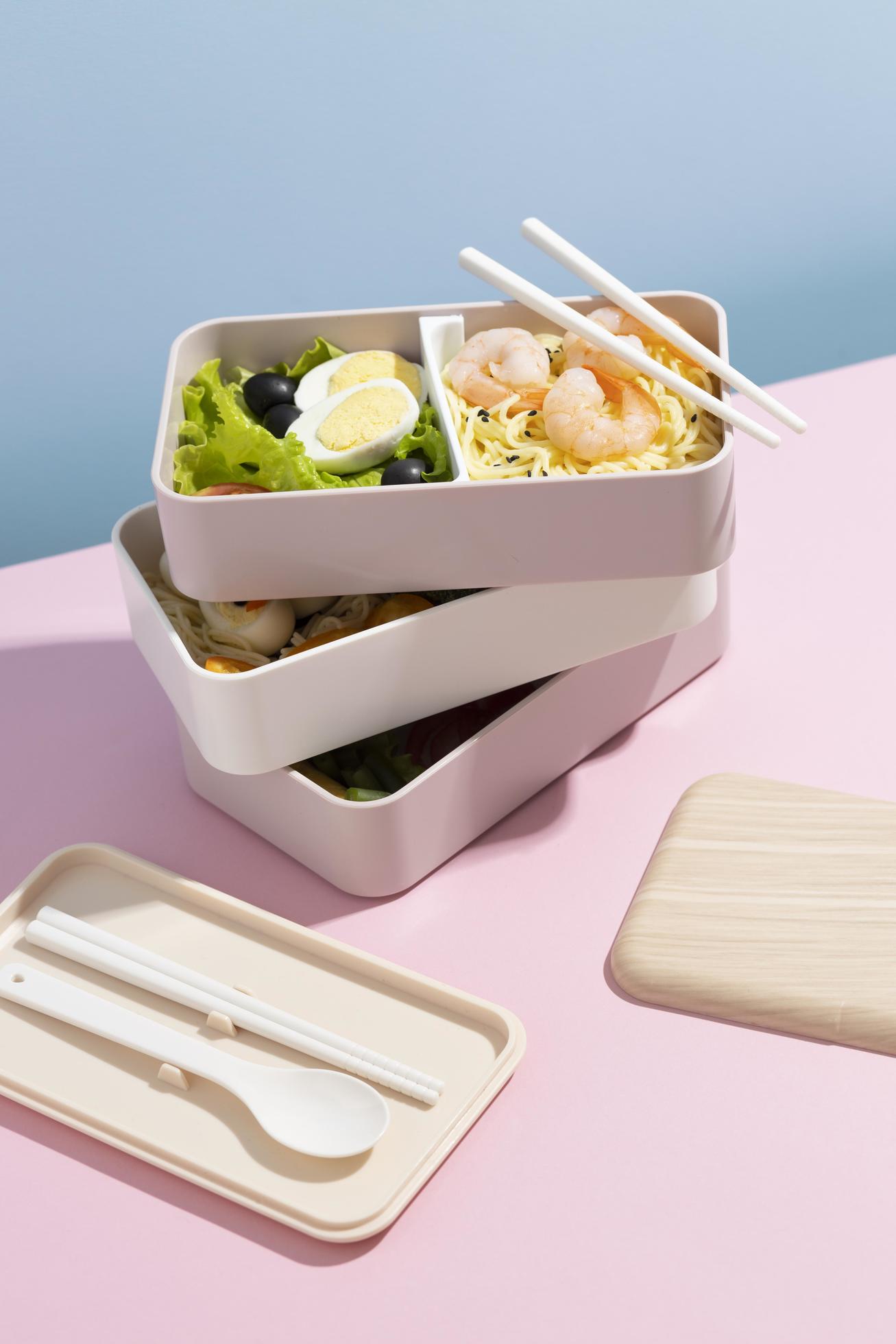 Top view composition food Japanese bento box Stock Free