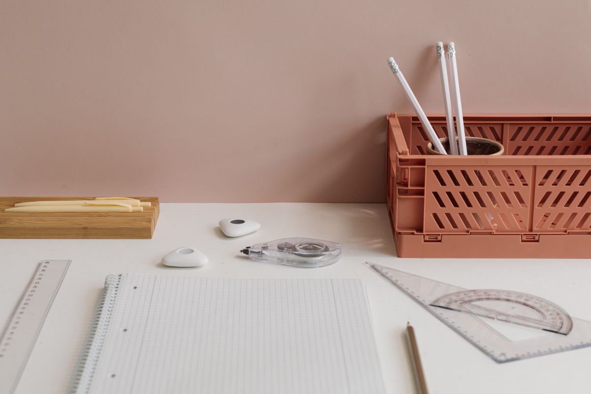 Pastel and Minimalist Stationery Aesthetic Collection: Modern Desk Accessories and School Supplies Stock Free