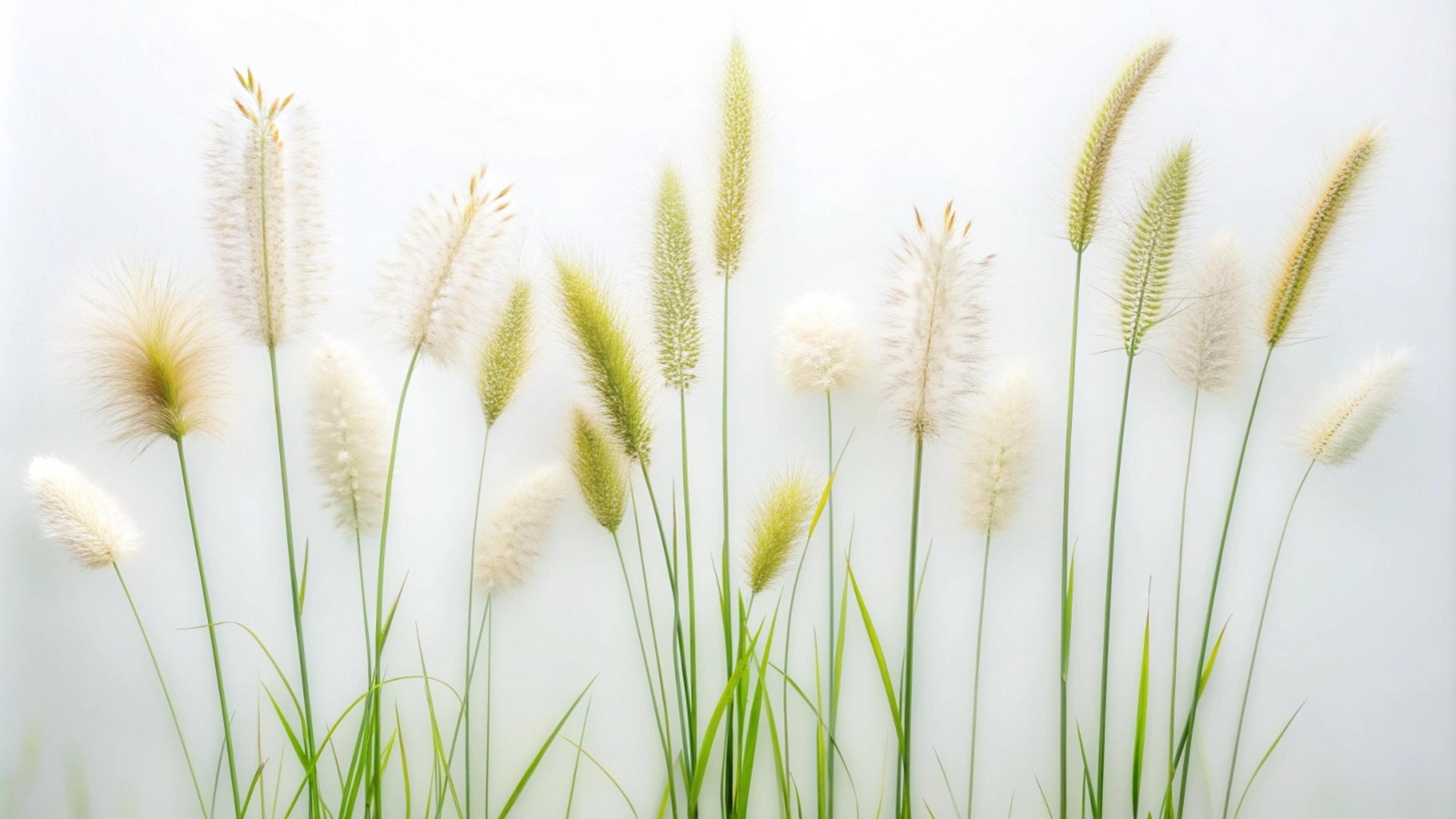 Blooming grass flowers on a white background. Stock Free