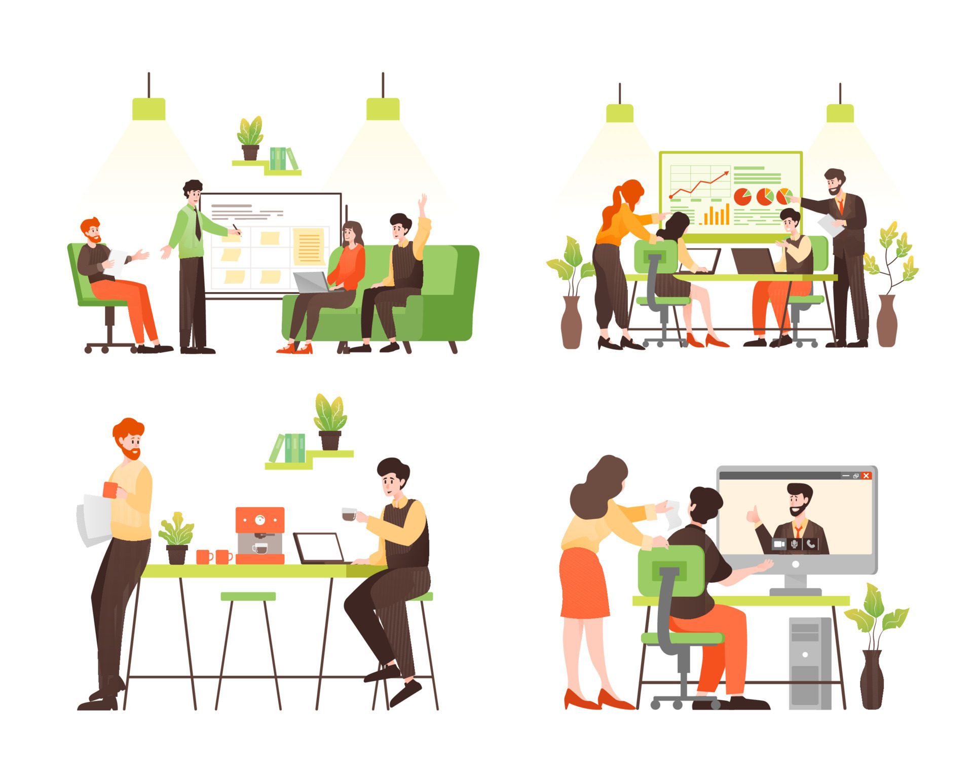 Business people character in office. Business meeting and presentation Free Vector