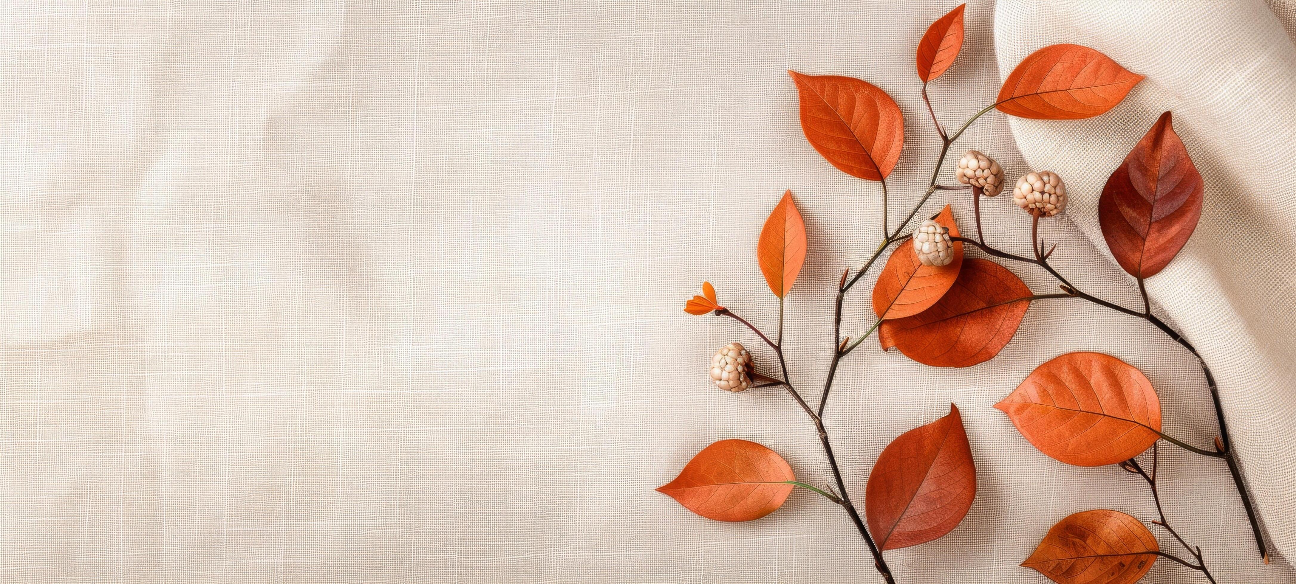 Dried Leaves and Berries on White Background Stock Free