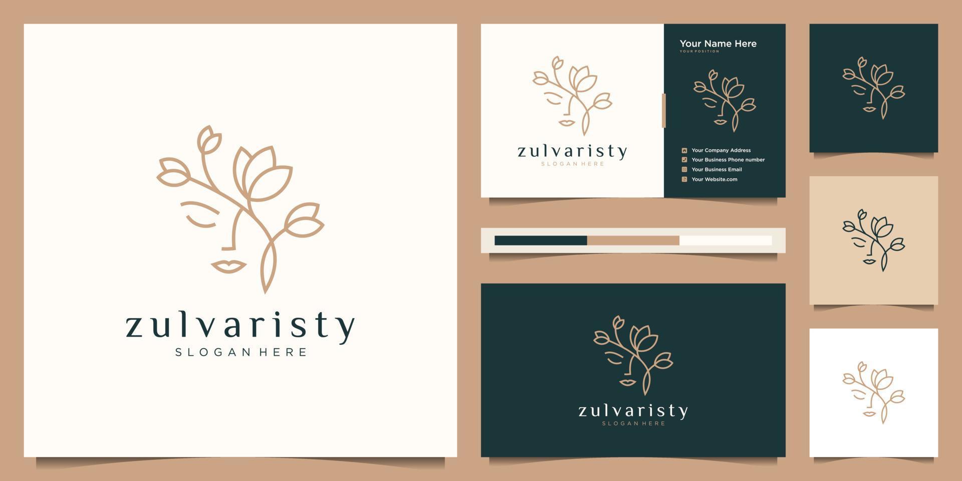 
									women face combine flower and branch logo for beauty salon, spa, cosmetic, and skin care. elegant logo design and business card. Stock Free and Free SVG