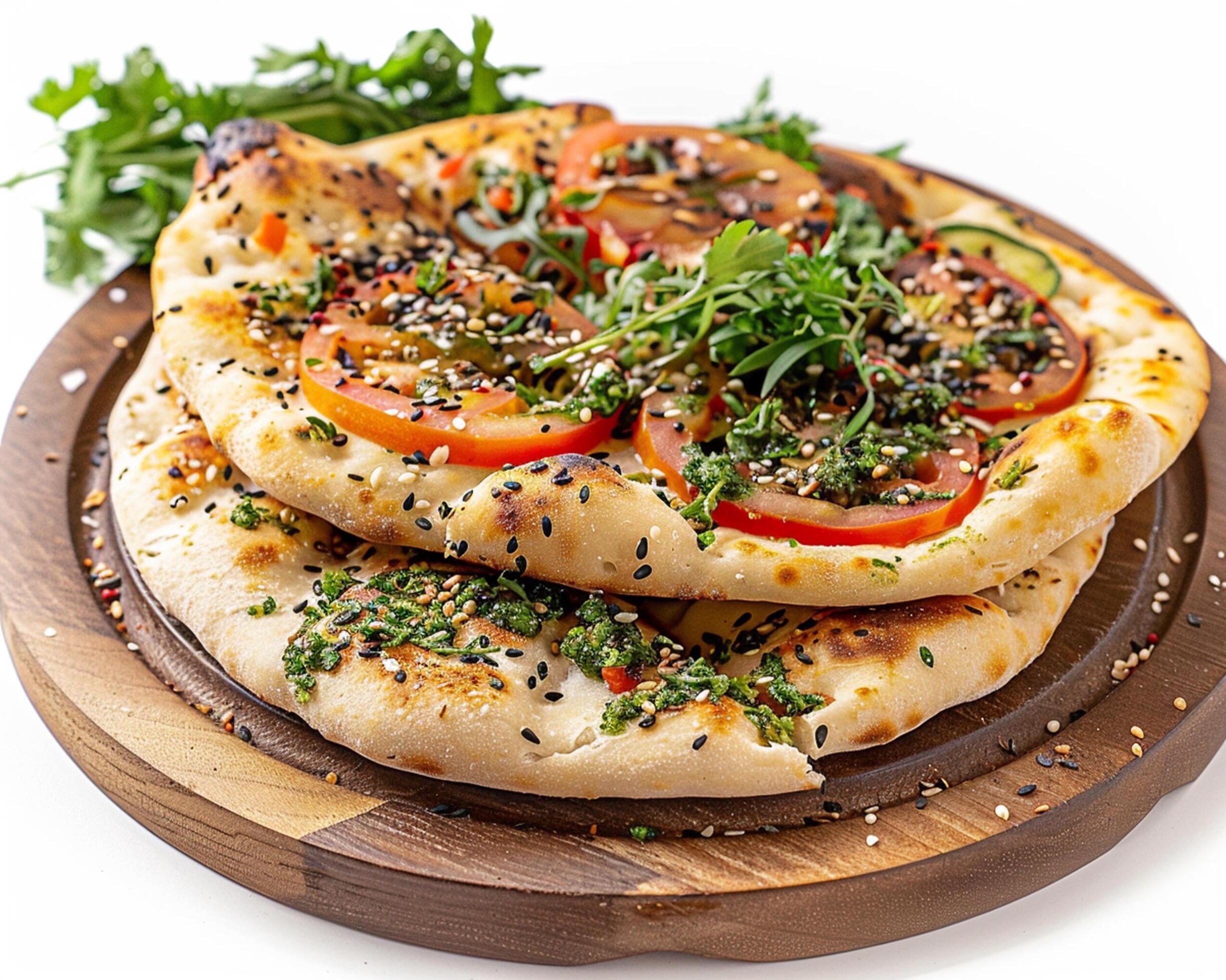 a pizza on a wooden board Stock Free