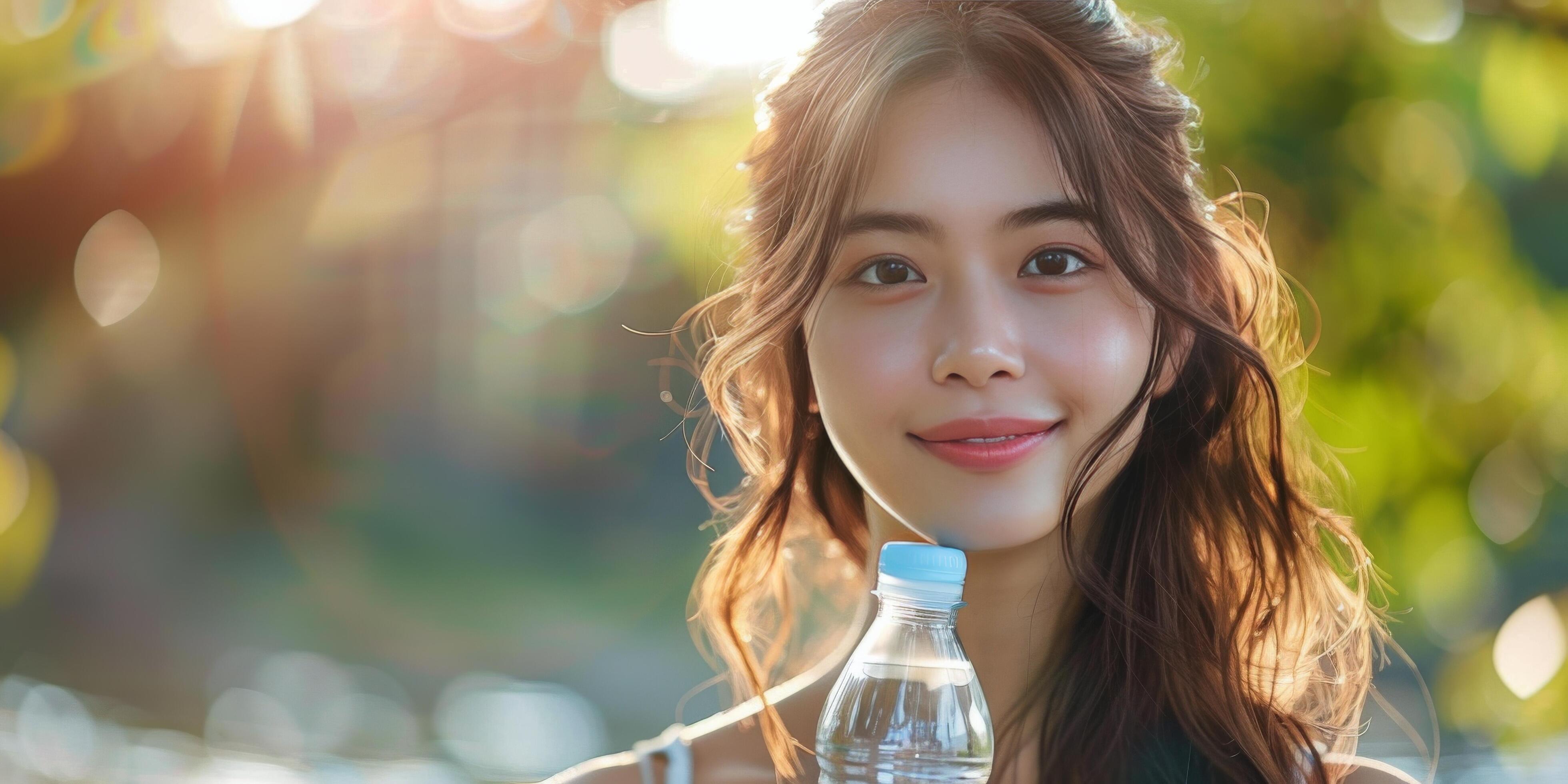 Young Woman Holding a Bottle of Water Stock Free