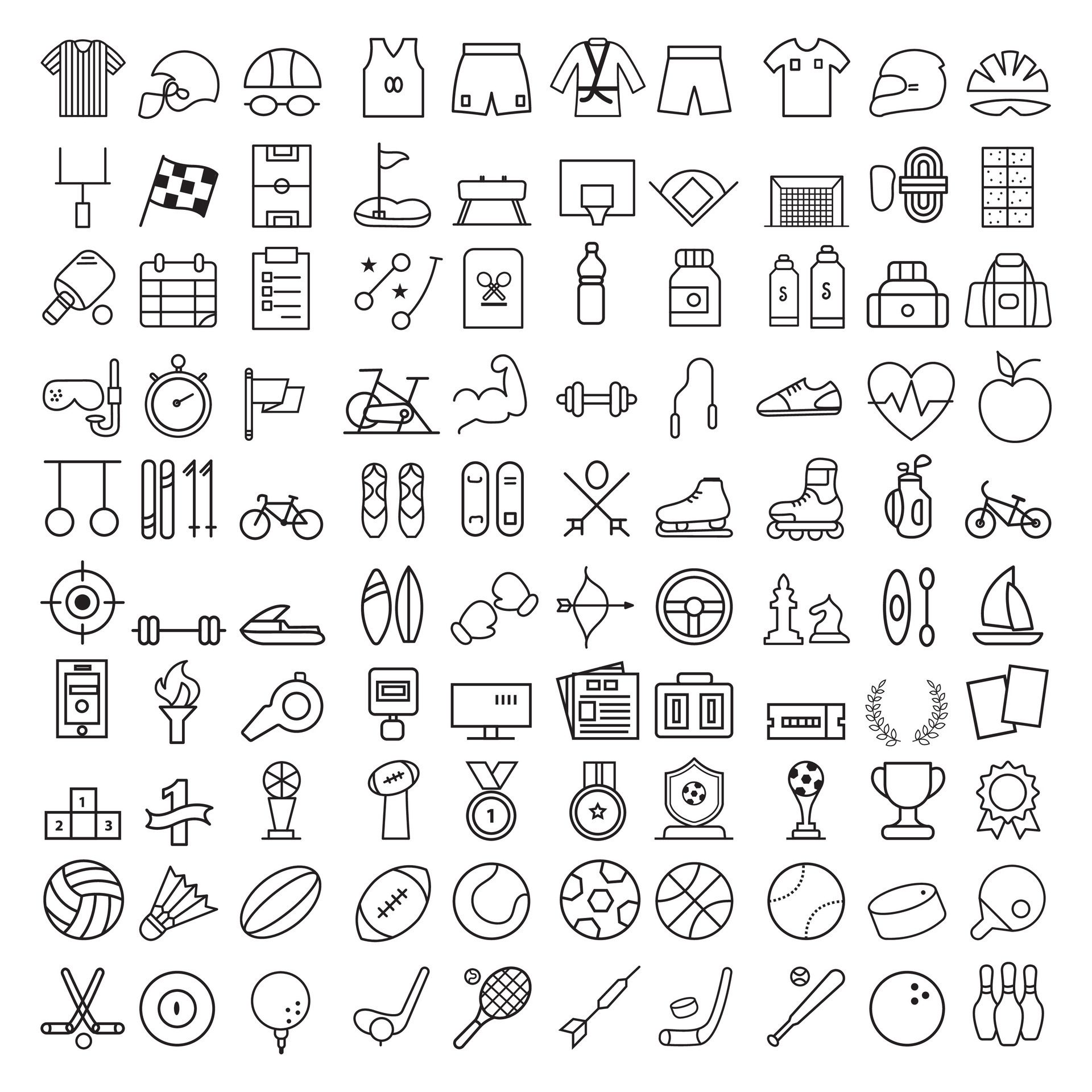 Sports icon set. Shapes Sports, Sports icon collection, Active lifestyle people and icon set, runners active lifestyle icons. Free Vector