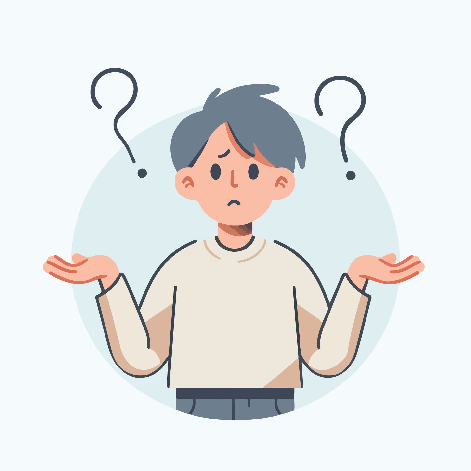 People have curious expressions and question marks are floating around their heads. flat design style vector illustration Free Vector