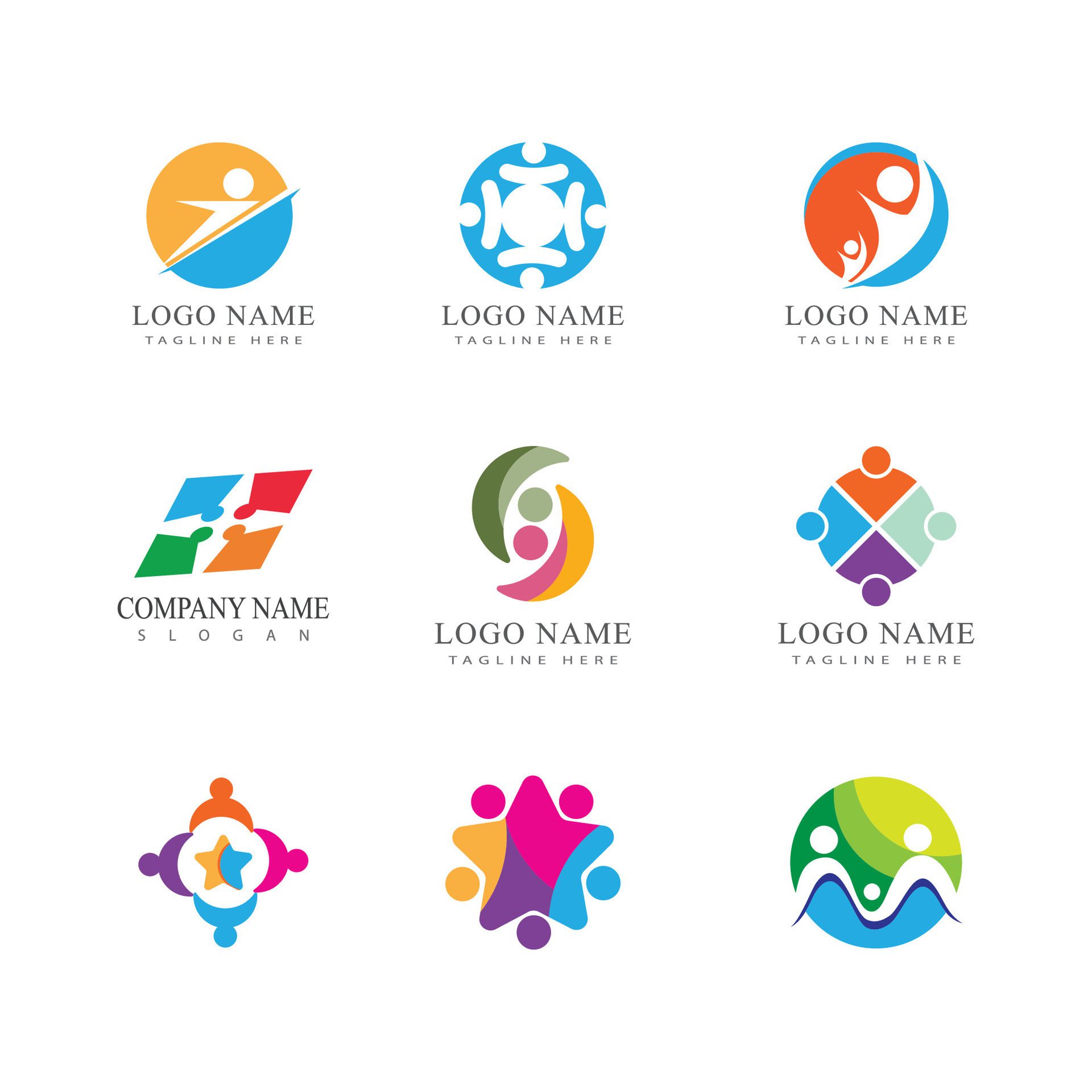 
									Community, network and social logo people design Free Vector