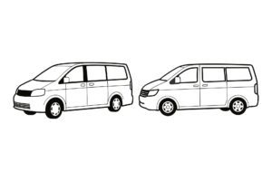 Ai Generated-Minivan outline, white background Free Vector