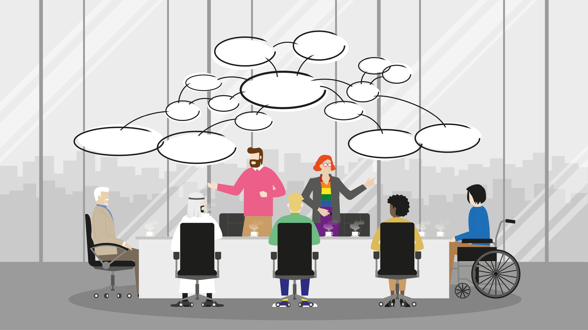 Diversity occupation of business people brainstorming meeting in office space Free Vector