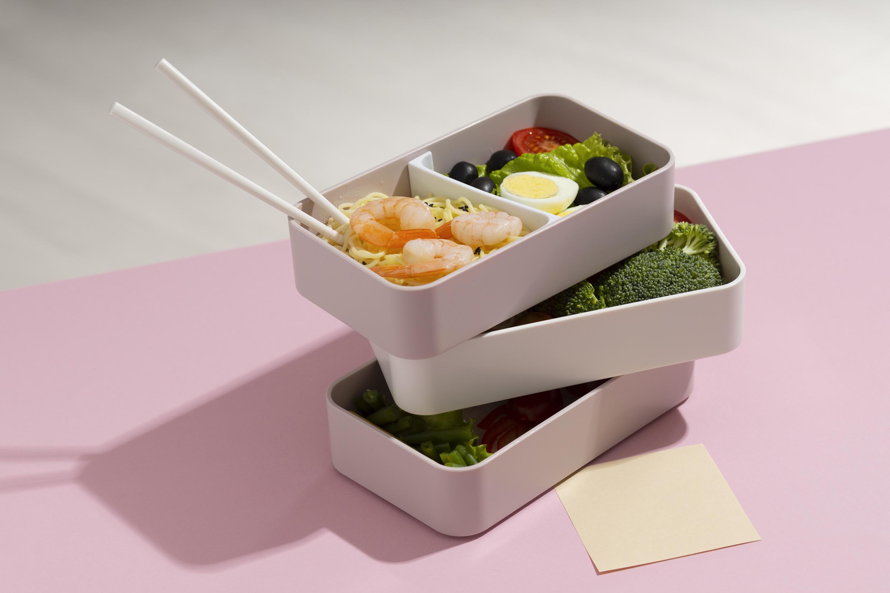 Top view composition food Japanese bento box Stock Free