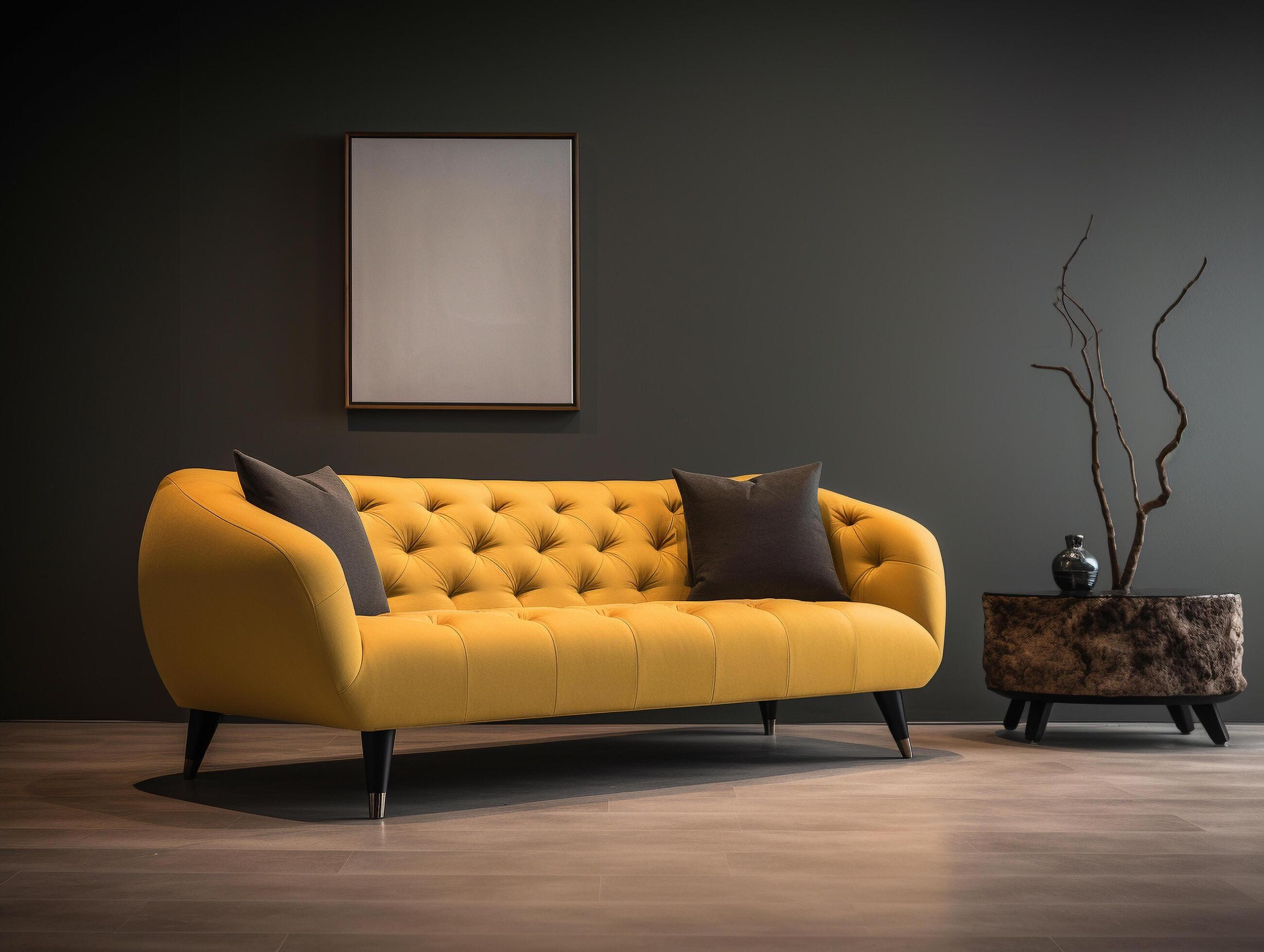 yellow modern sofa furniture Stock Free