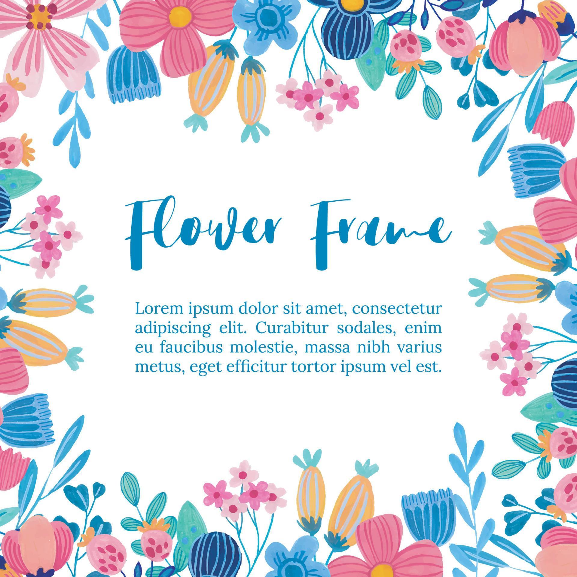 watercolor flower fame template hand drawn Stock Free