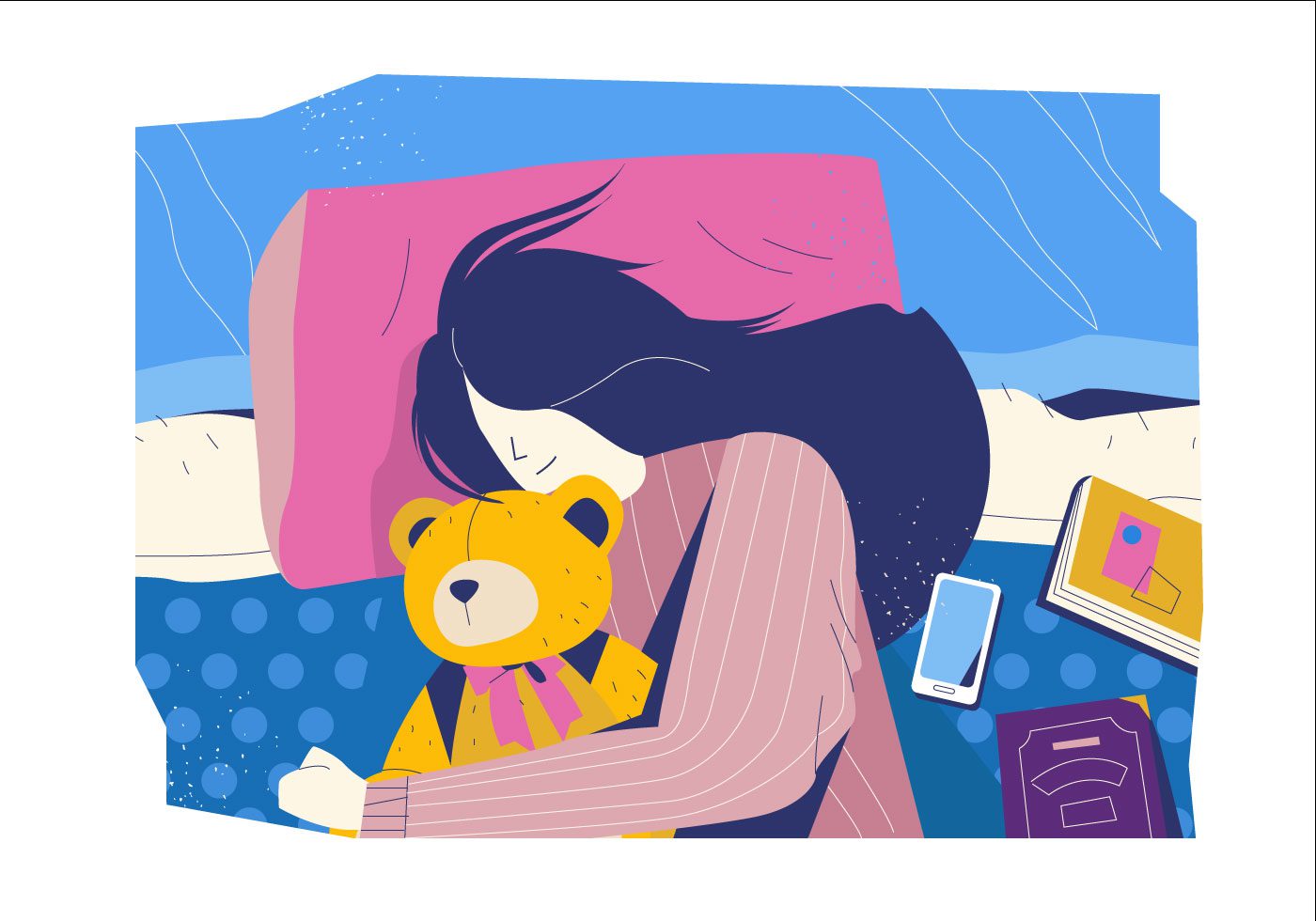 Comfortable Sleep In Cozy Bedroom Vector Flat Illustration Free Vector and Free SVG