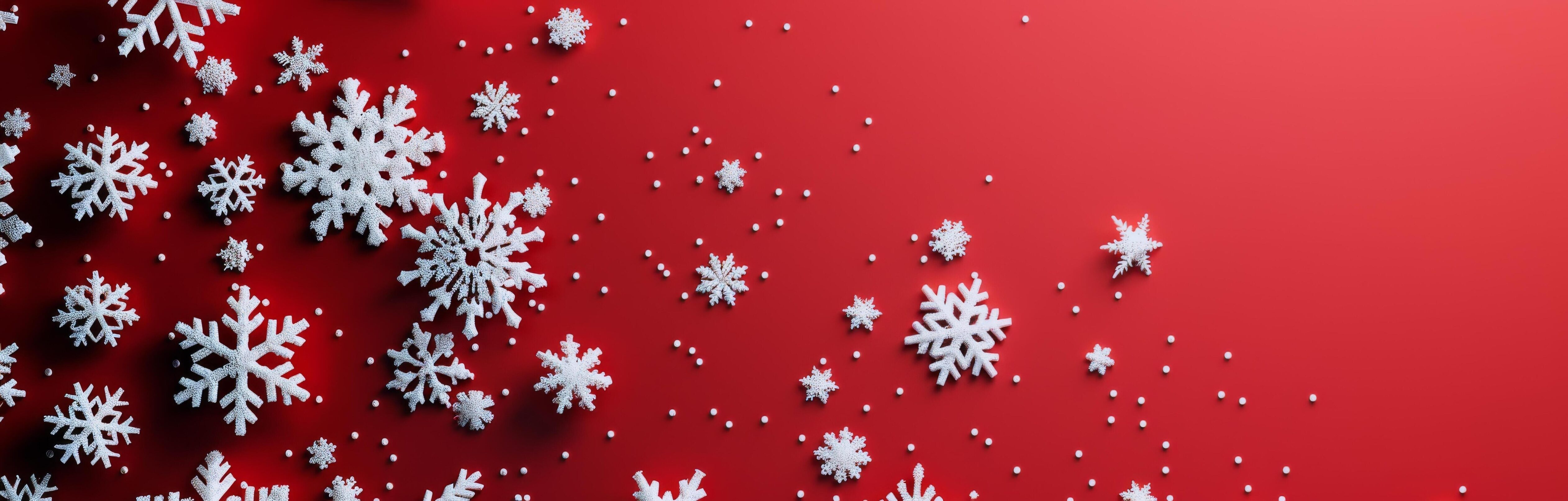 Snowflakes on Red Background With Snowfall Stock Free