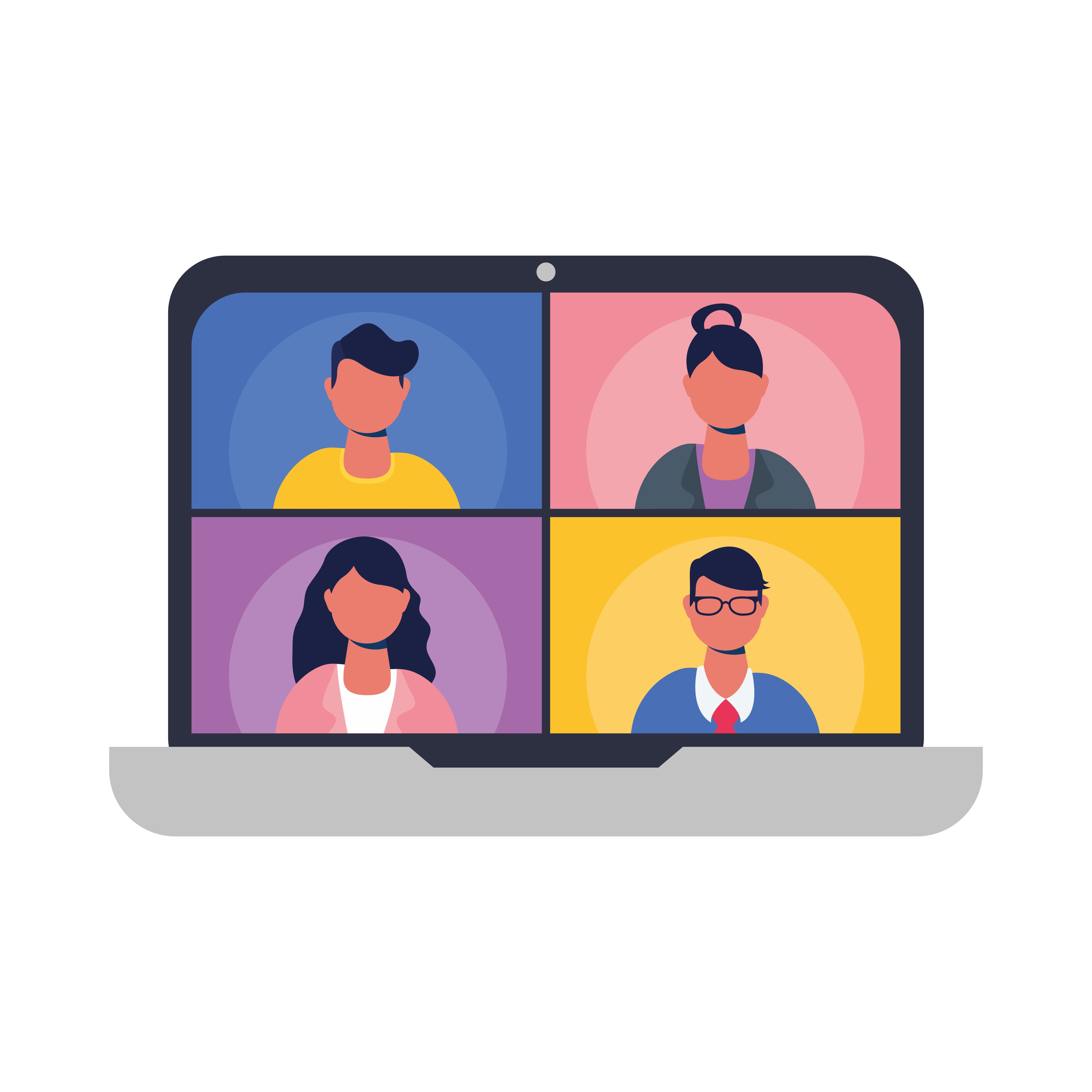 people on websites in video chat at laptop vector design Free Vector