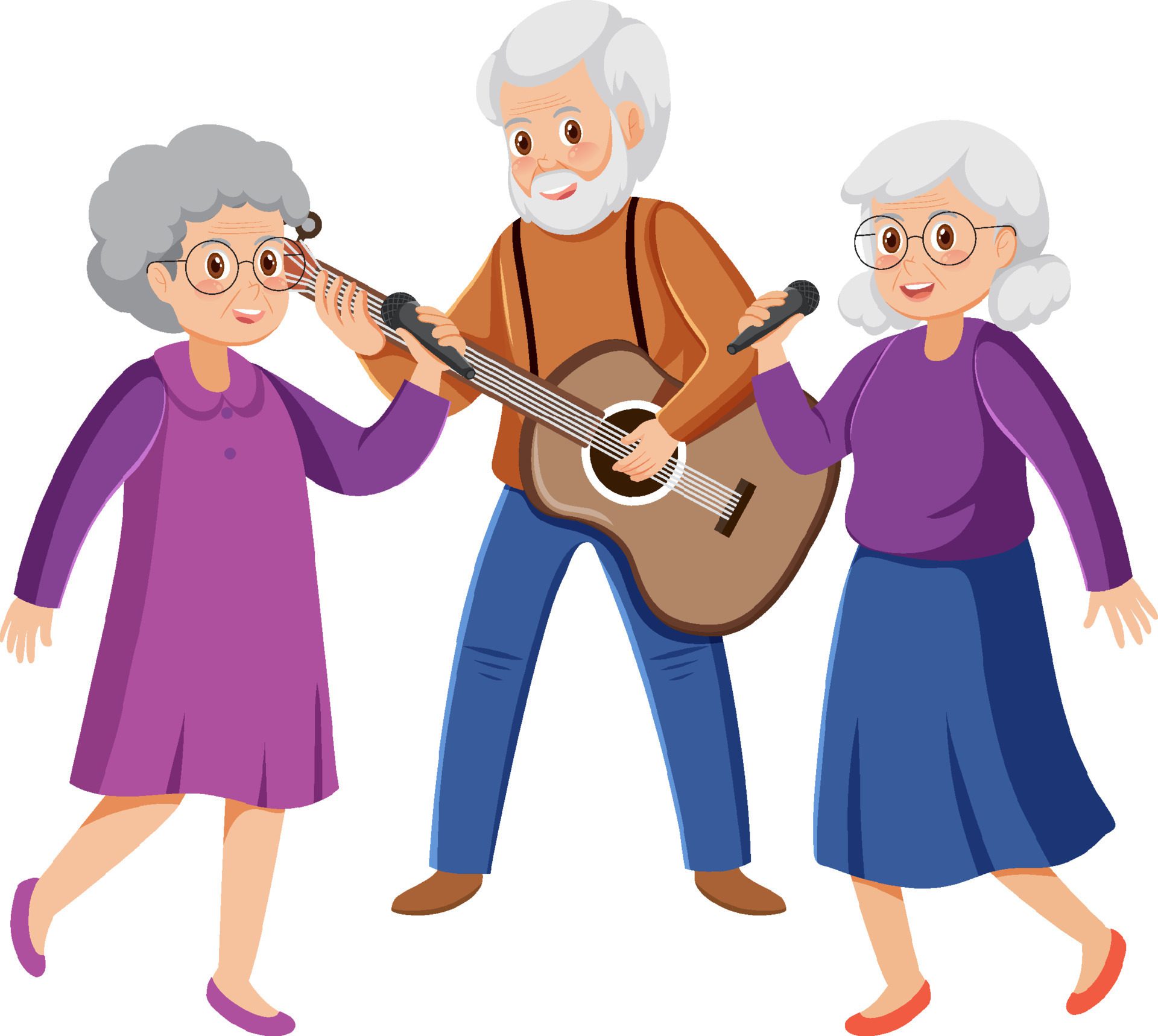 Senior people playing music Free Vector