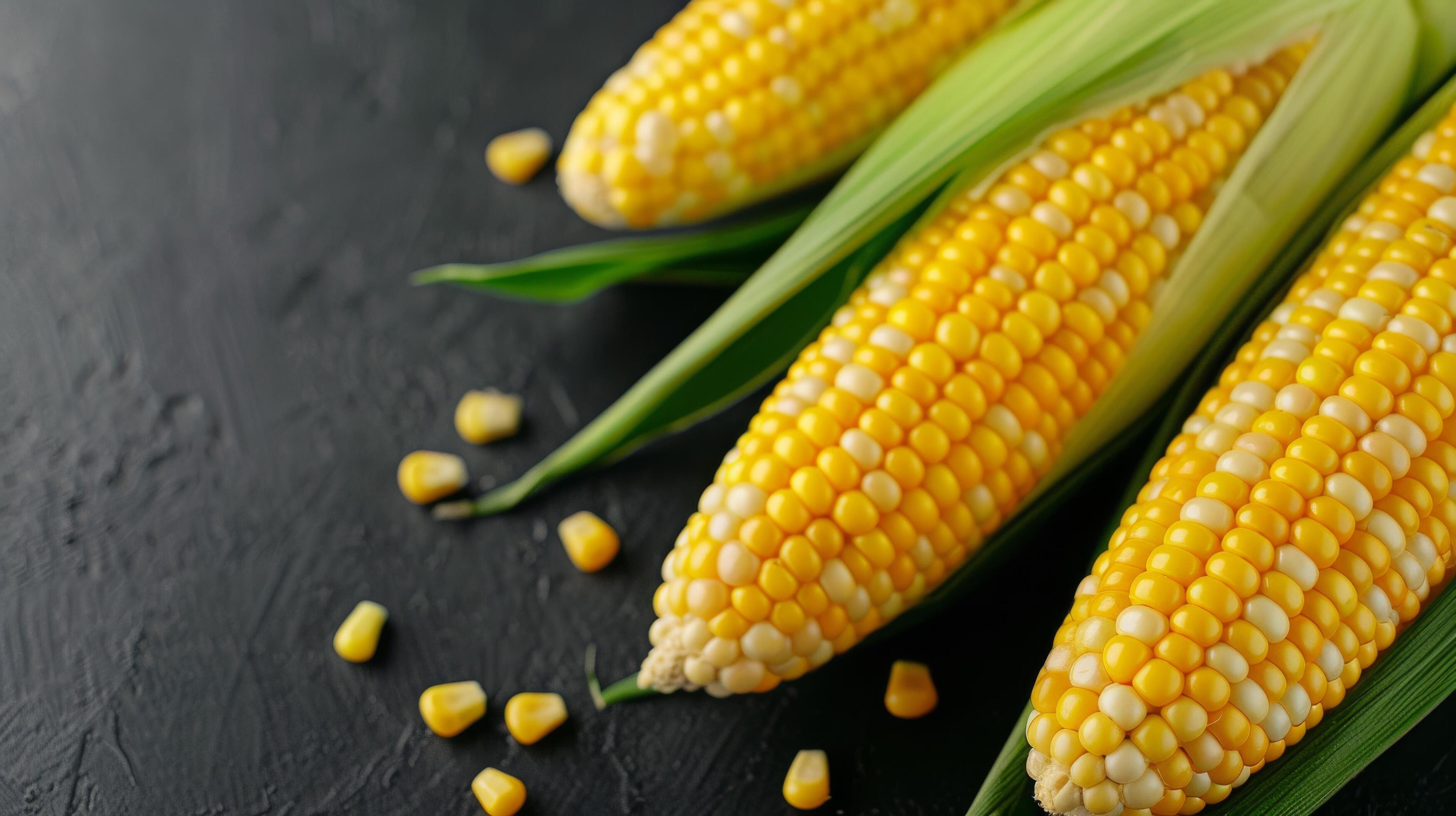 Three Ears Of Corn On A Black Background Stock Free