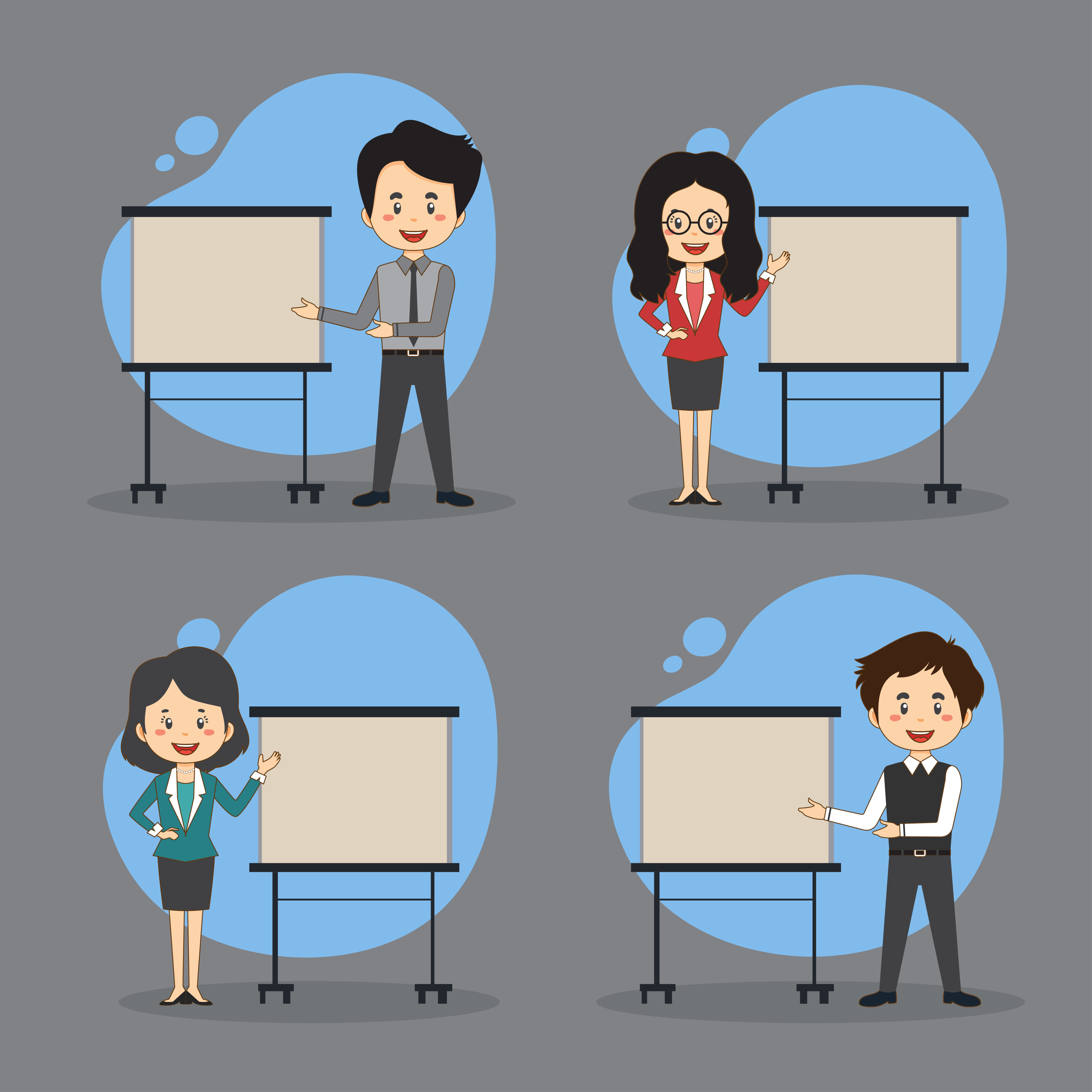 Set Of Business people presenting Free Vector