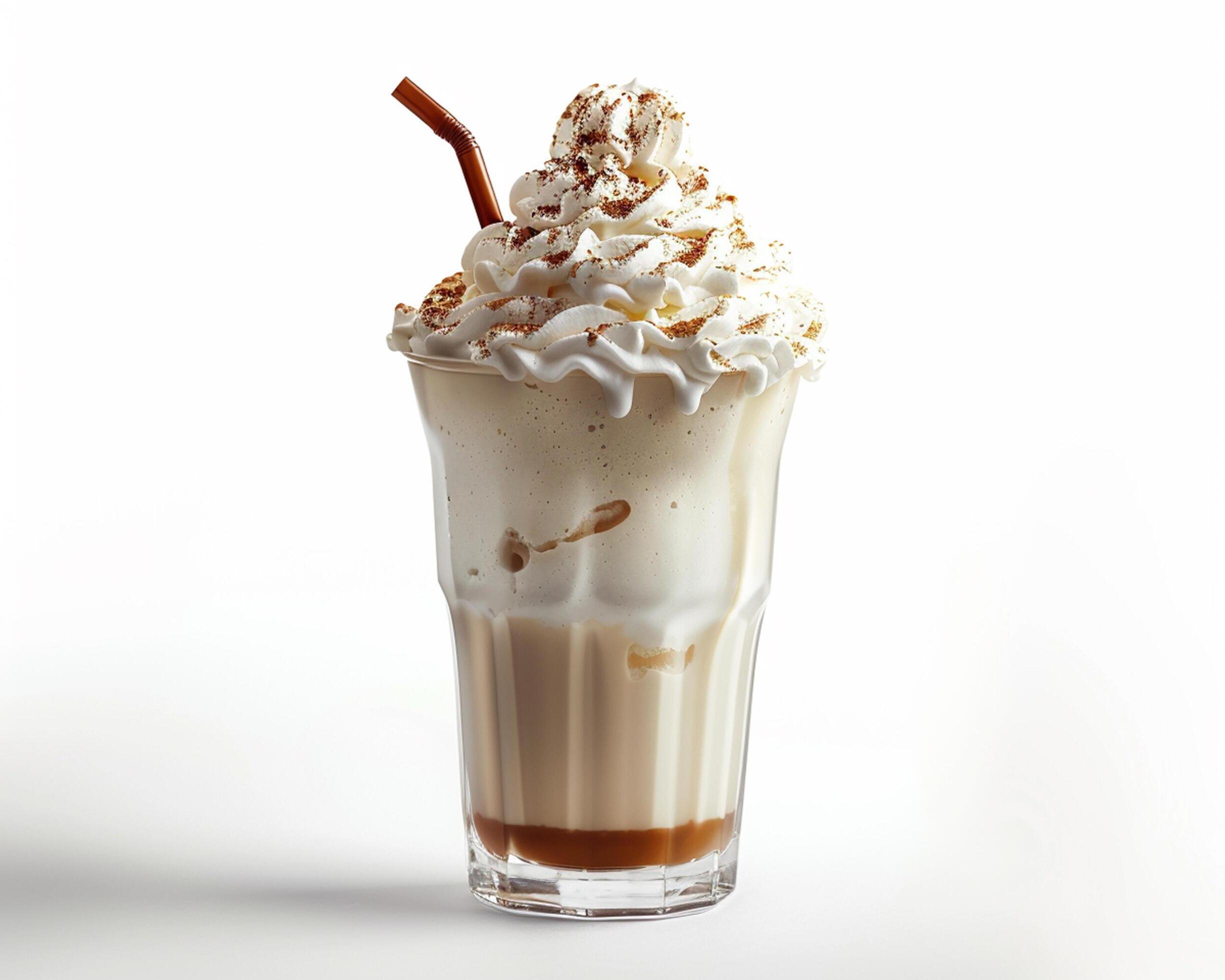 a milkshake with whipped cream and a straw Stock Free