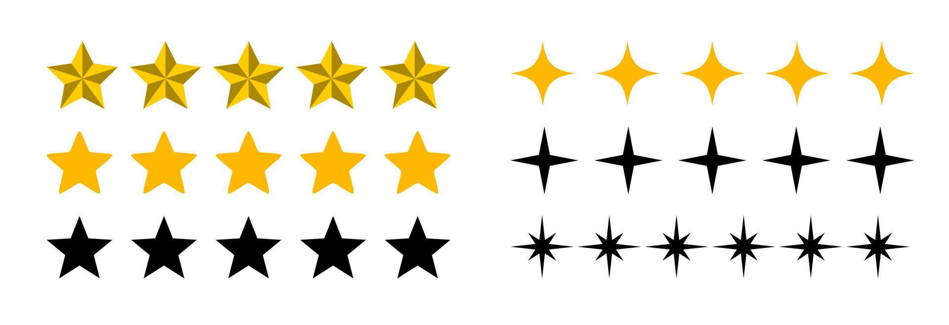 vector set of stars, varied sparkling yellow stars Stock Free and Free SVG