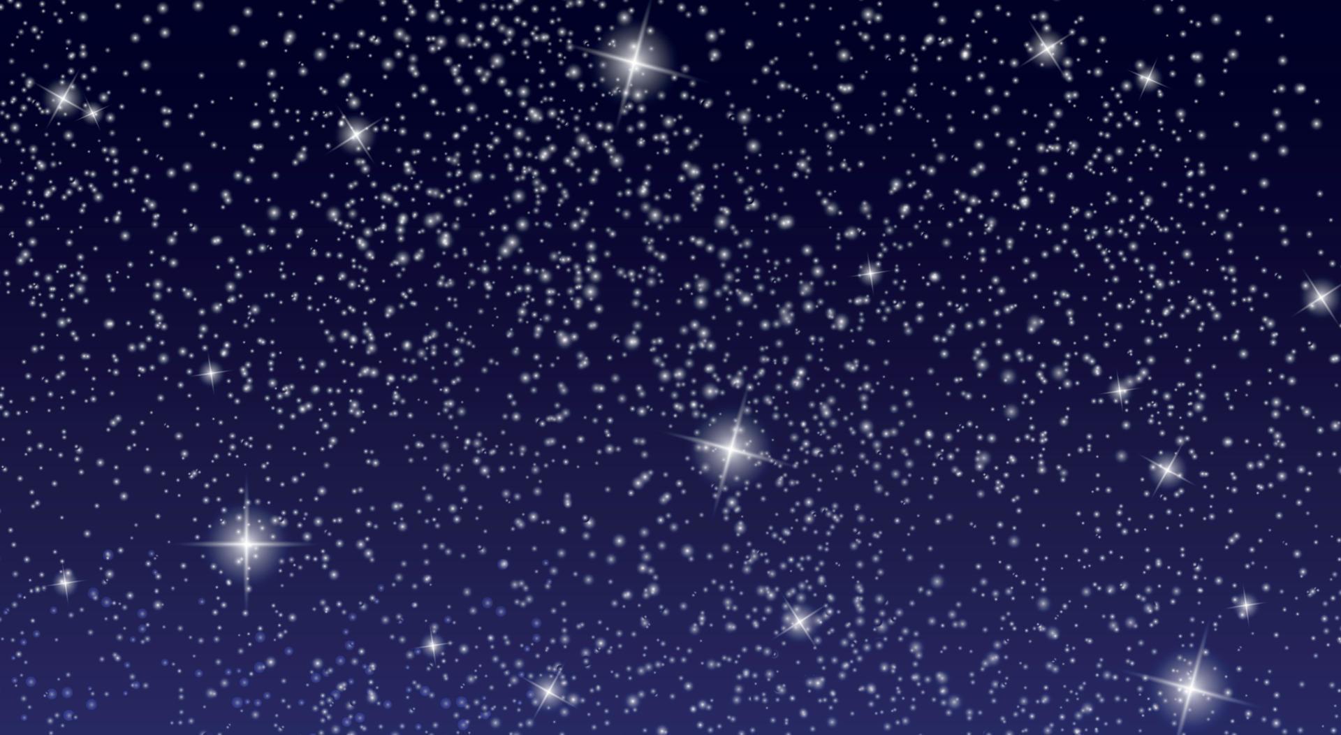 Realistic starry sky with bright stars in the night sky. Vector Illustration Stock Free