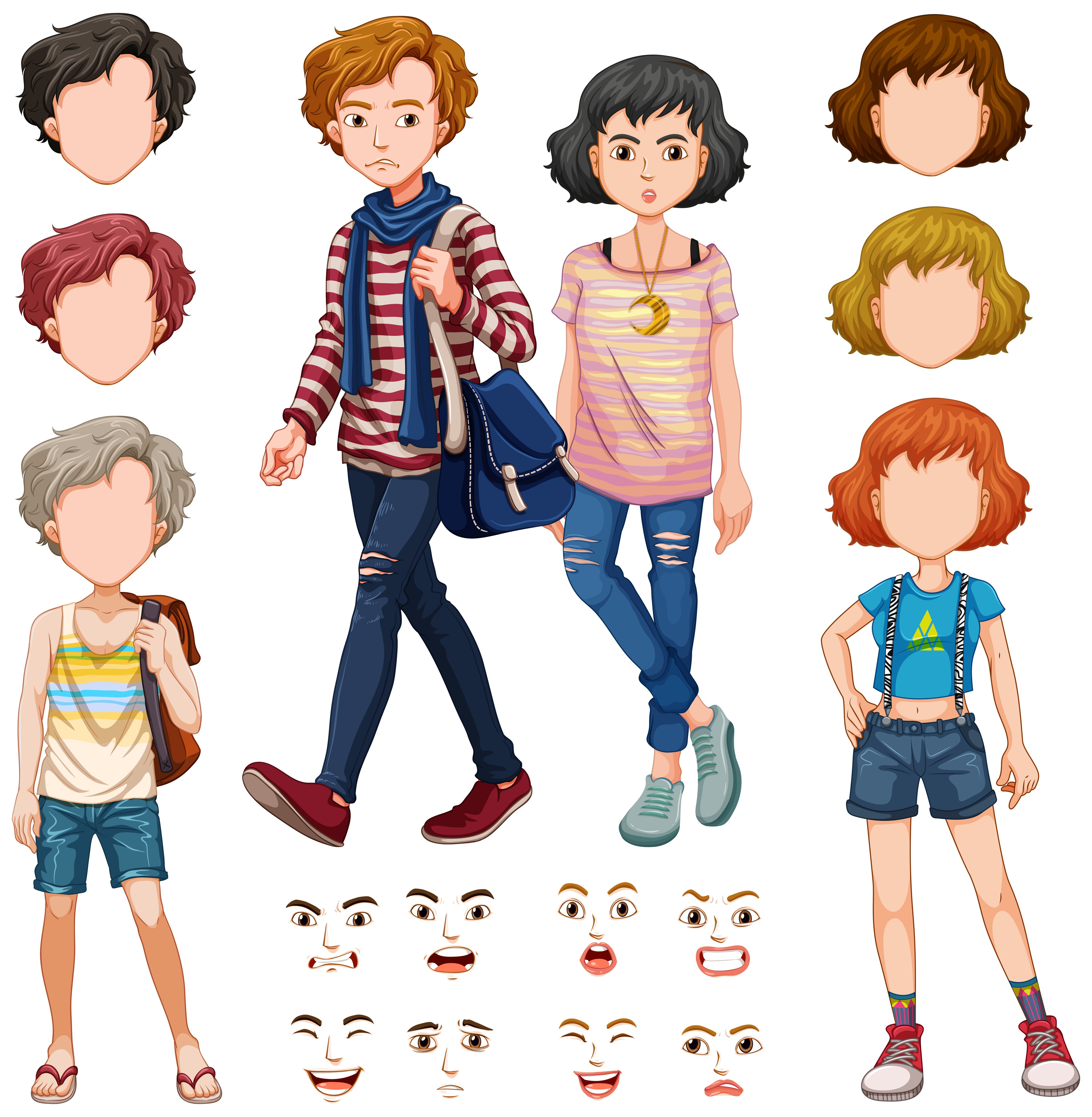 Young hipster with facial expression Free Vector